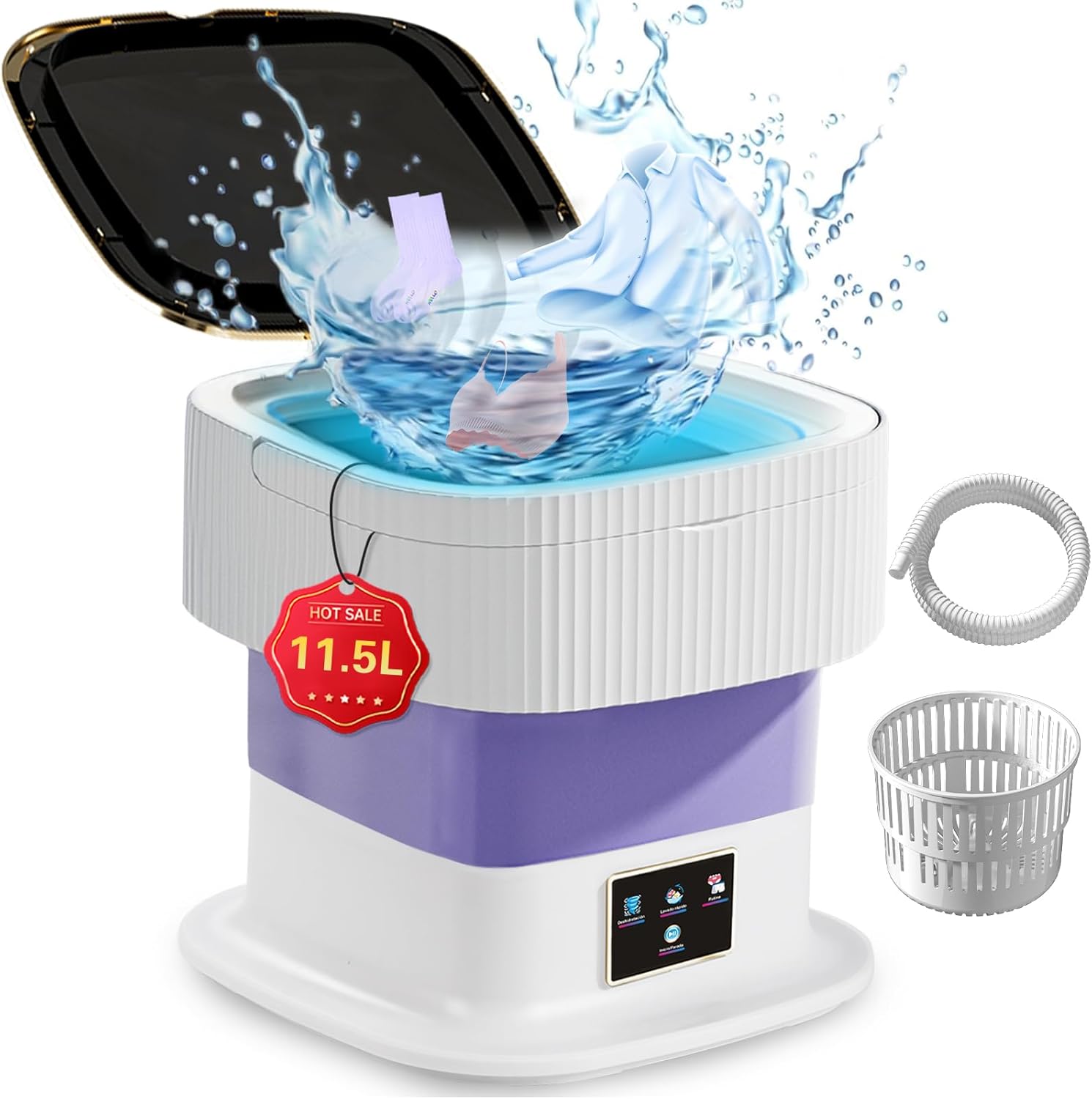 Mini Washing Machine,11.5L Portable Washing Machine and Dryer, Small Washing Machine Deep Cleaning Of Underwear, Purple Portable Washer Suitable for Apartments, Dormitories, Hotel