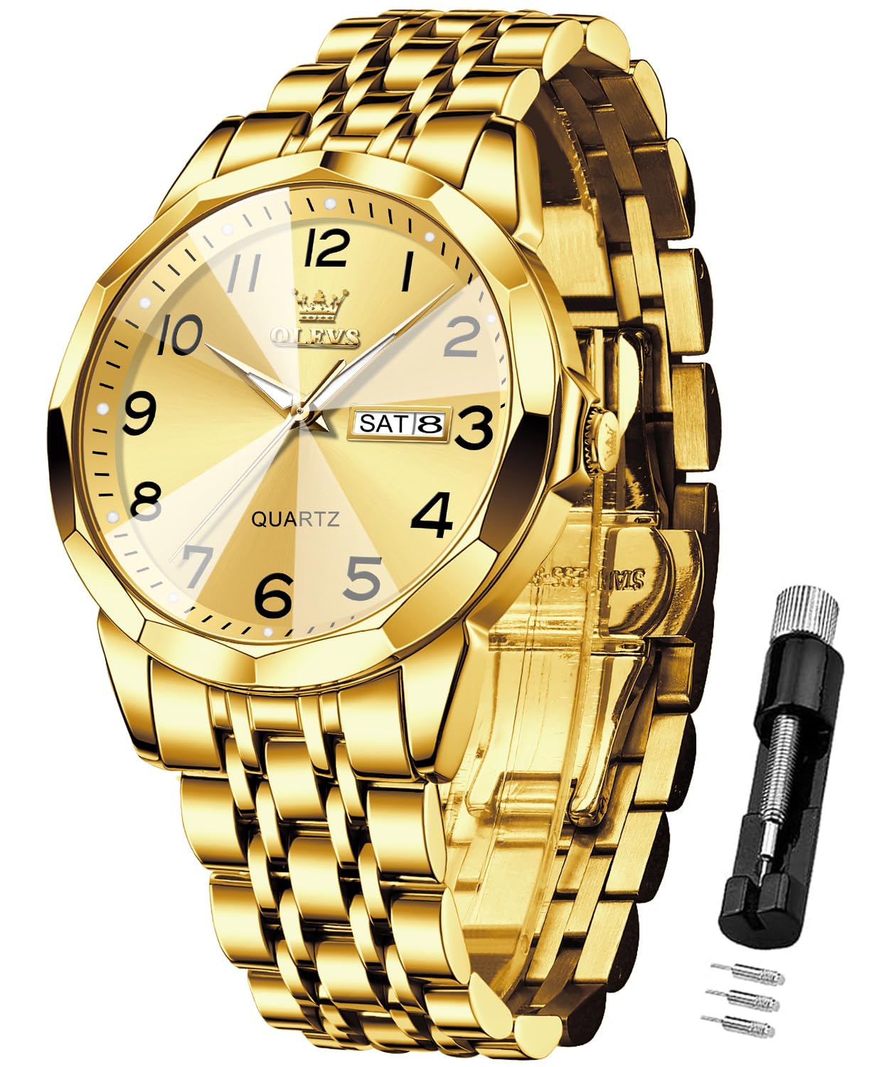 OLEVS Uhren Herren Business Kleid Analog Digital Quarz Edelstahl Wasserdicht Leuchtend Datum Luxus Armbanduhr Herren Geschenk