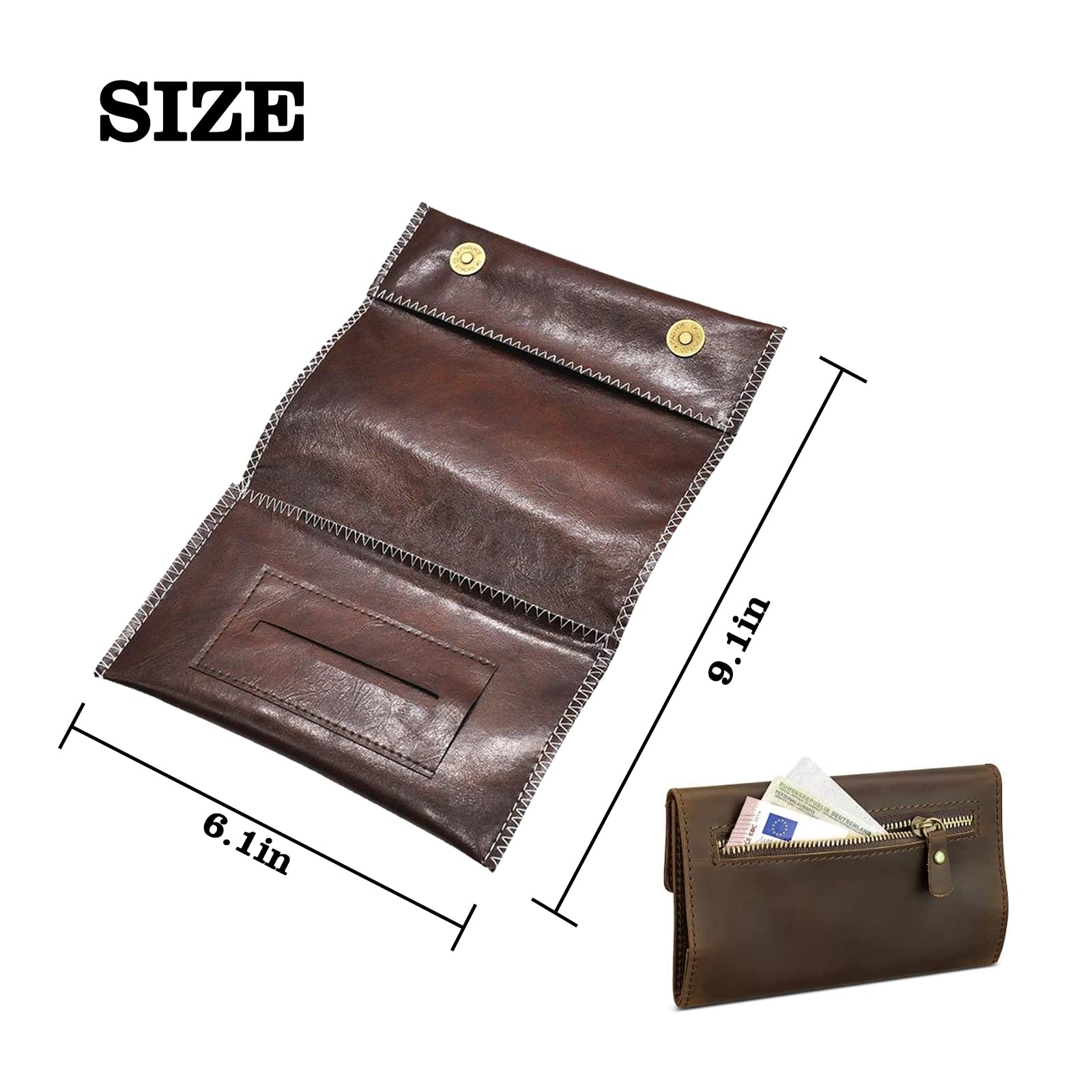 Borsa porta tabacco in pelle scamosciata con nastro - grigio