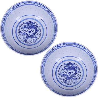 Ramen Noodle Bowls Blue White Chinese Porcelain Bowls 7 x 3 Inch 800 ml Large Ceramic Soup Bowls for Dessert Soup Cereal and More Pack of 2