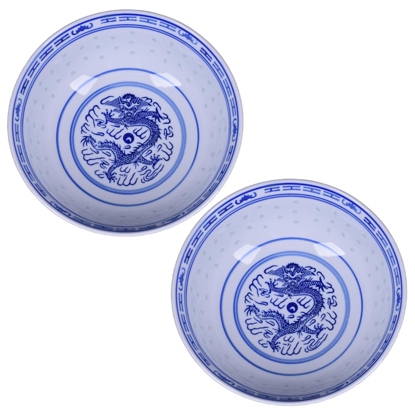 2 Stück Ramen-Nudelschüsseln blau-weiße chinesische Porzellanschüsseln 7 x 3 Zoll 800 ml große Keramik-Suppenschüsseln für Dessert Suppe Müsli und mehr