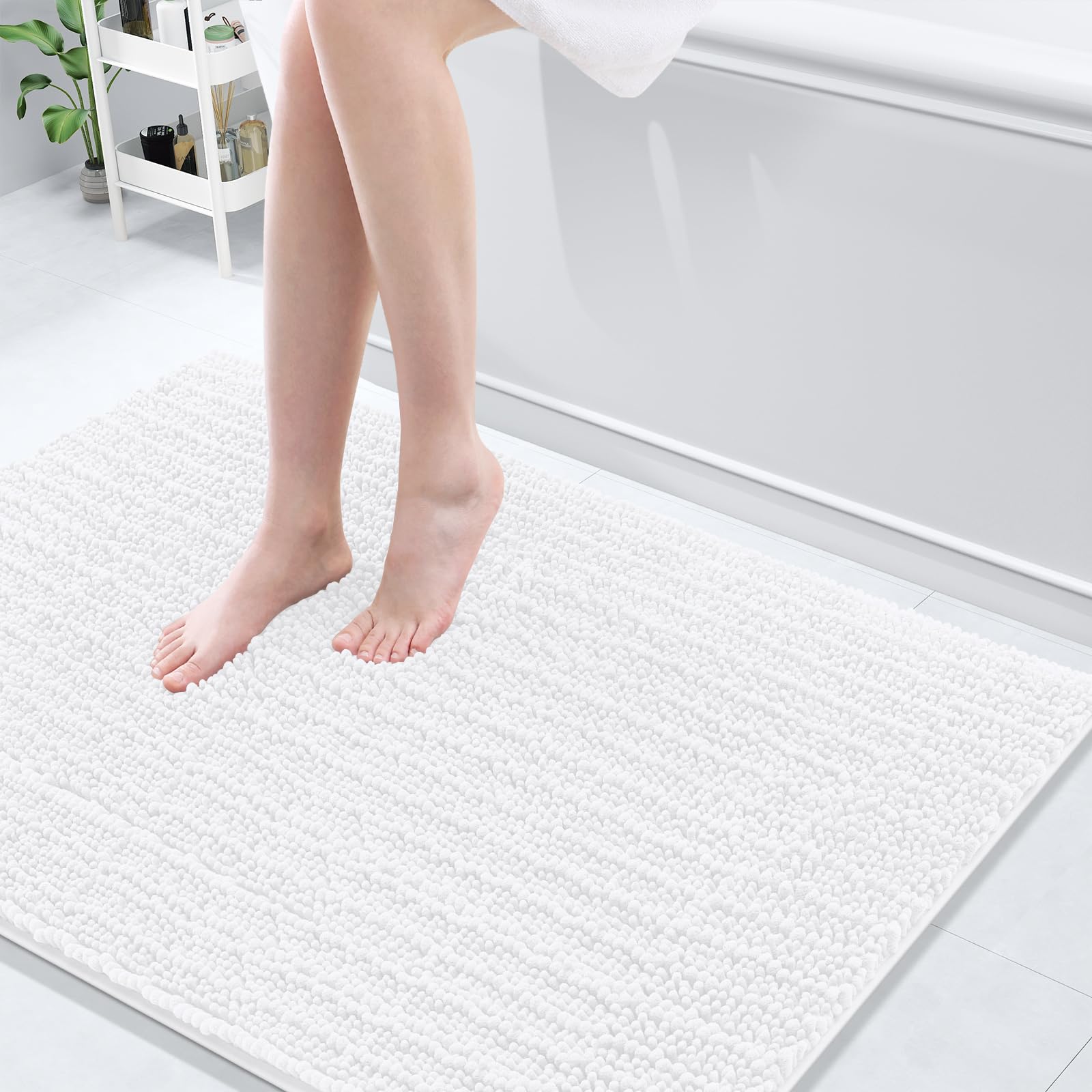 Arotive Luxury Chenille Bathroom Rug Mat, Extra Soft Thick Absorbent Shaggy Bath Rugs, Non-Slip Machine Wash Dry, Plush Bath Mats for Bathroom, Shower