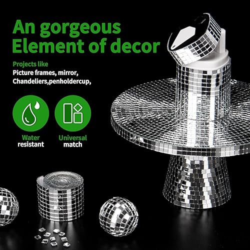 Miniatura 2 de LONGKING 3776 azulejos de espejo autoadhesivos, calcomanías de espejo cuadradas, azulejos de mosaico, decoración de vidrio para manualidades,