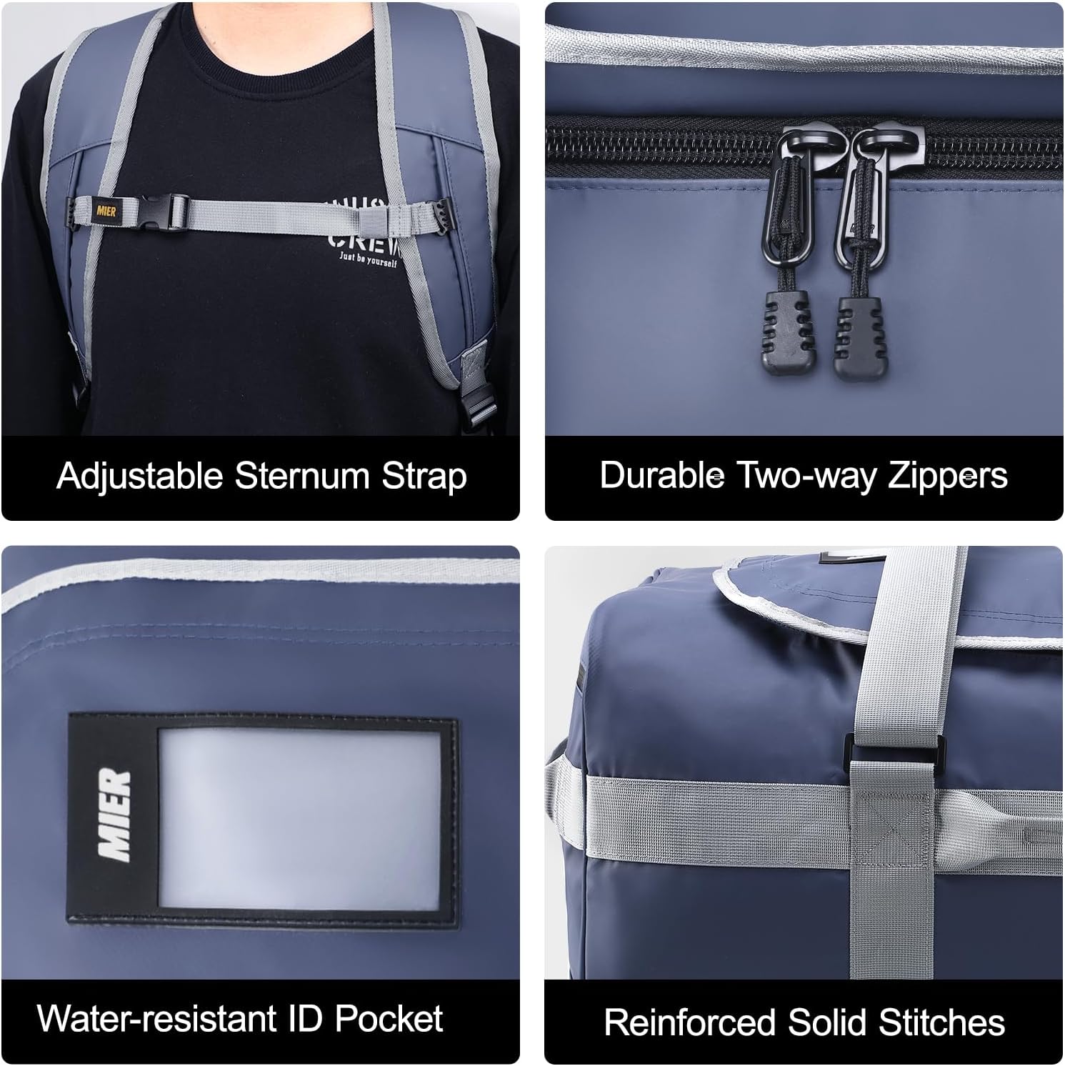 MIER Water Resistant Backpack Duffle Heavy Duty Convertible Duffle Bag with Backpack Straps for Gym, Sports, Travel - Image 4