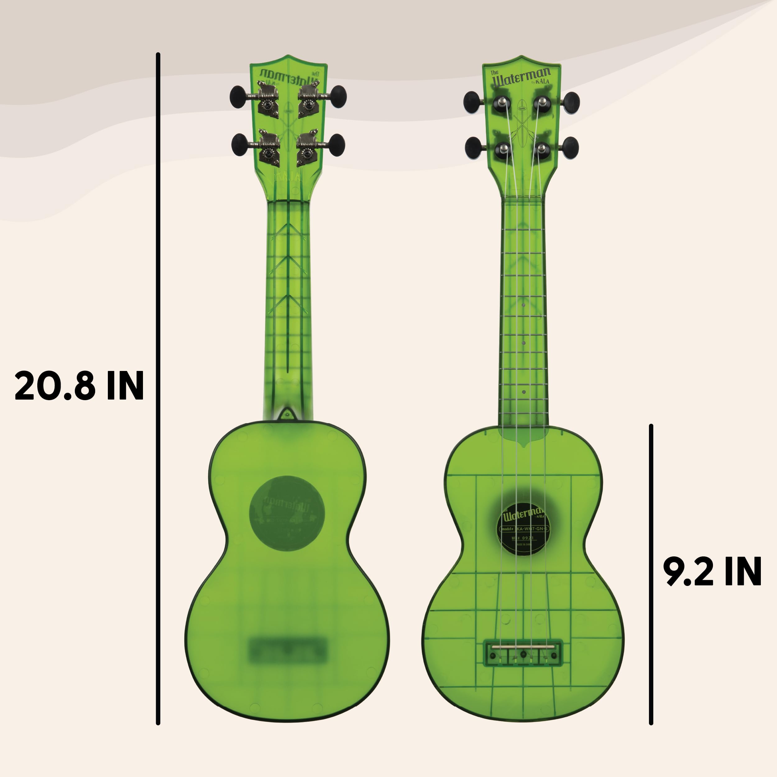 Ukulele Kala Waterman Soprano Impermeabile - Colore Verde Giada Con Borsa Inclusa