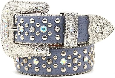 美品 ビービーサイモン デカバックル スタッズ×クリスタル レザーベルト レア 美品 ビービーサイモン デカバックル スタッズ×クリスタル