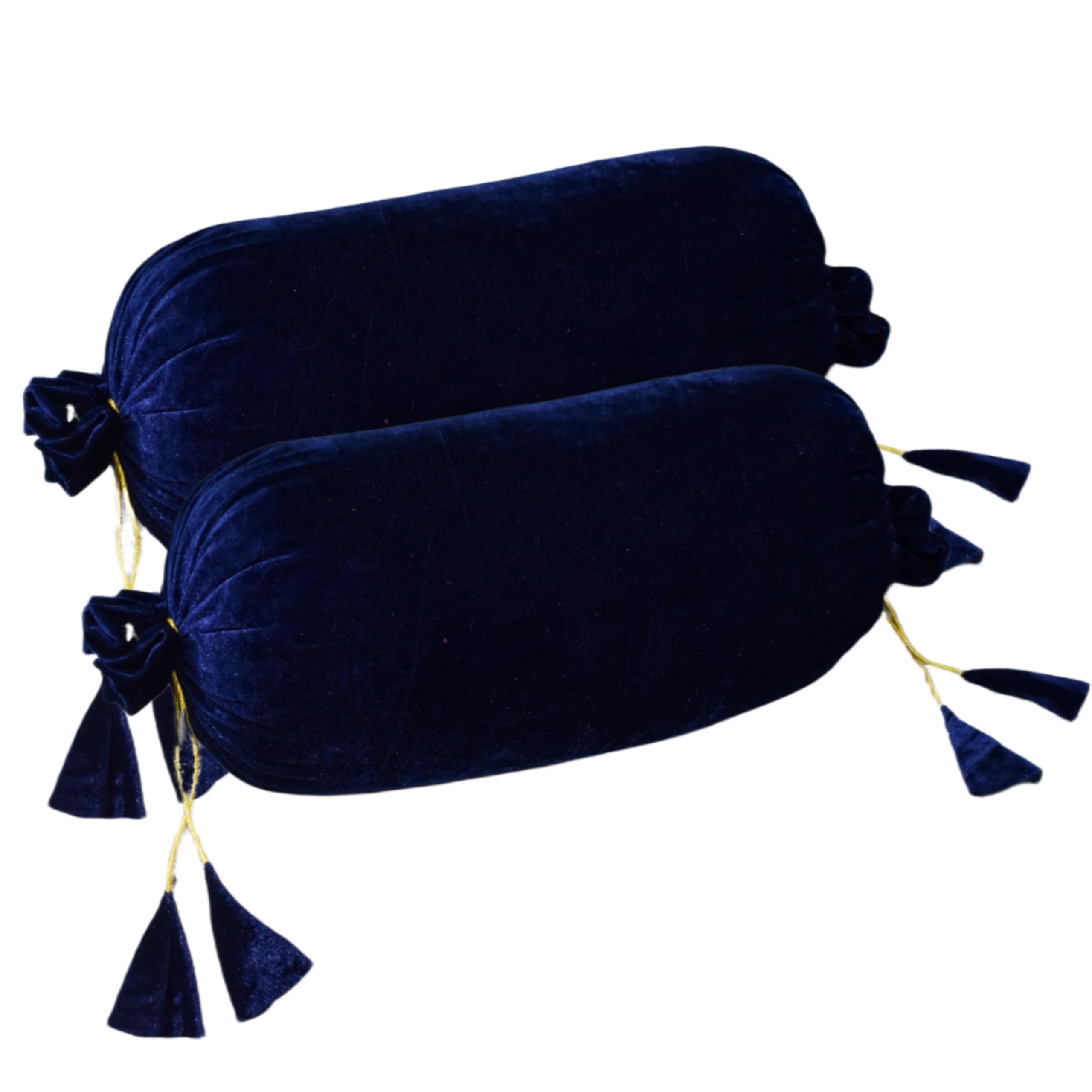 Dulhan Creations Soft and Bright Solid Color Velvet Bolster Cover 2 Pc, 16x32 Wrinkle Free Bed Side Long Decorative Round Cushion Load Pillow Covers Masand Khol for Living Room Diwan Set Bedroom