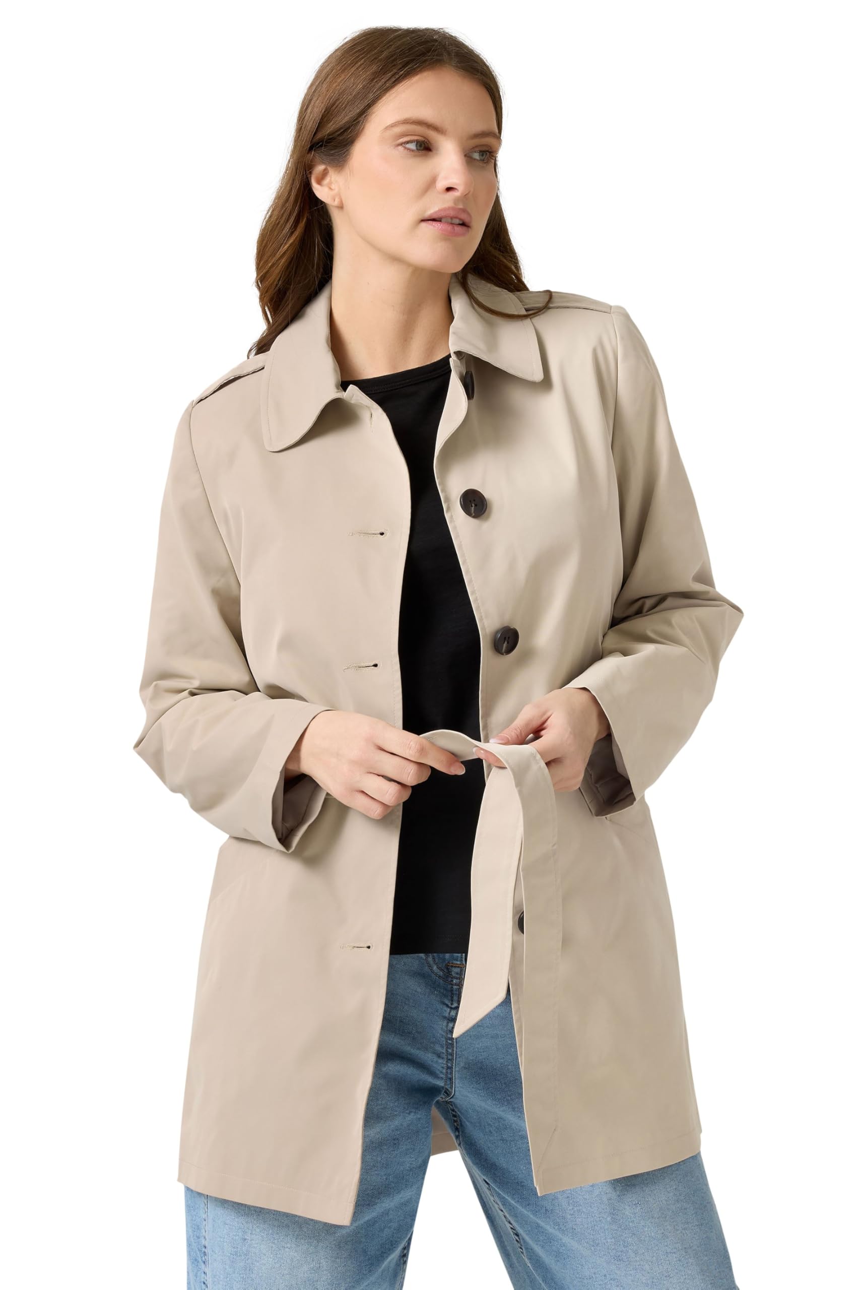M&Co Brown Tie Waist Mac Coat - Women's