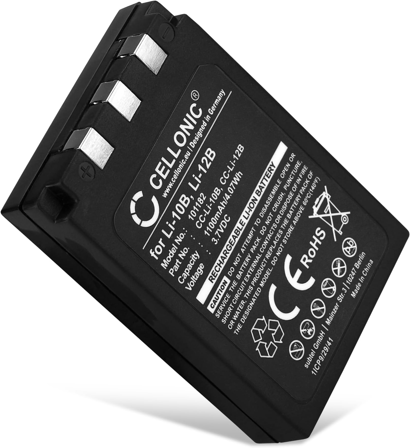 CELLONIC 1x Battery for Camera Compatible with Olympus µ 400, Mju/Stylus 300, µ 300, Li-10B - (1100mAh, 3.7V)