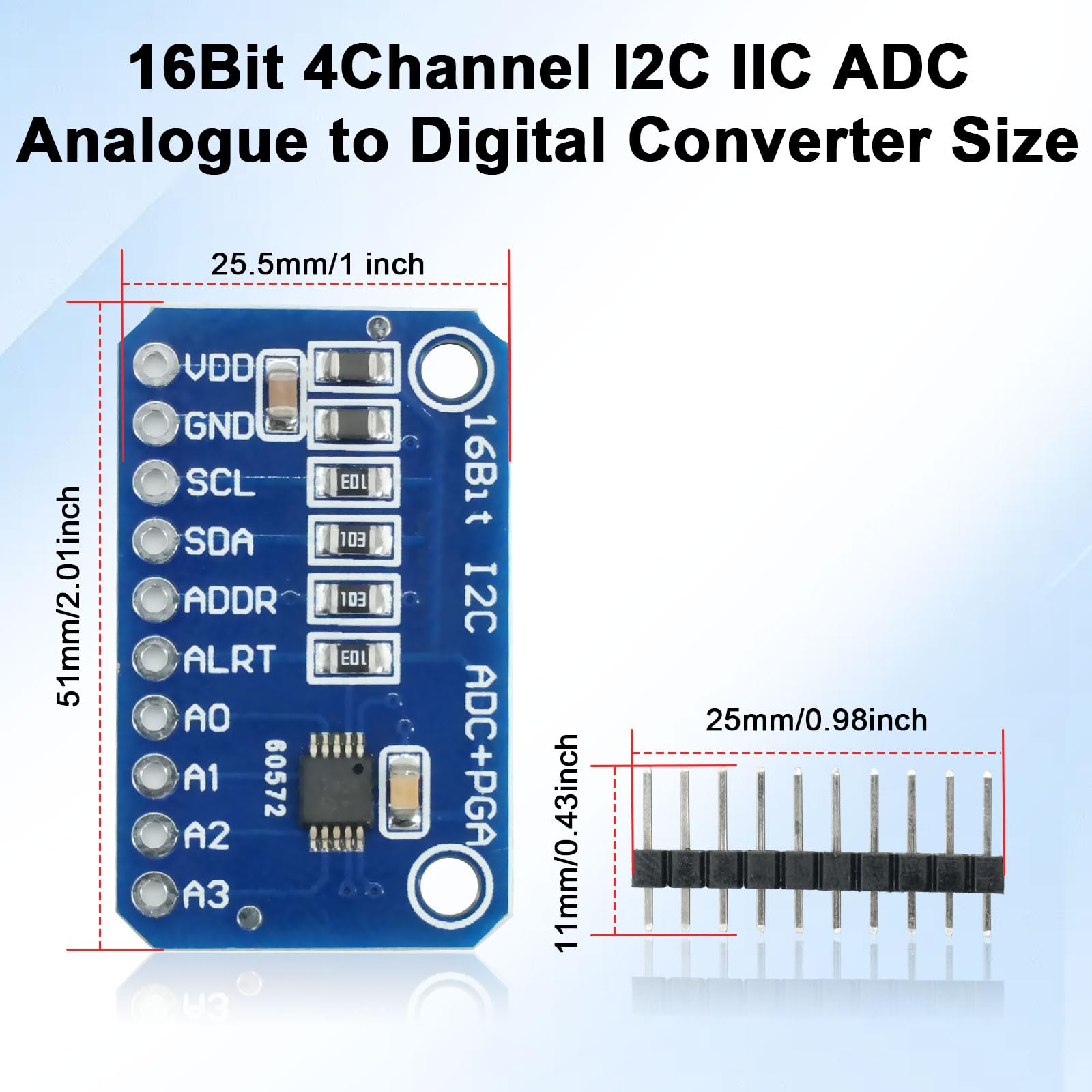 5PCS 16 bit 4 canali I2C IIC ADC PGA analogico digitale convertitore,analogico-digitale Modulo scheda di sviluppo con amplificatore a guadagno programmabile scheda di sviluppo del convertitore A