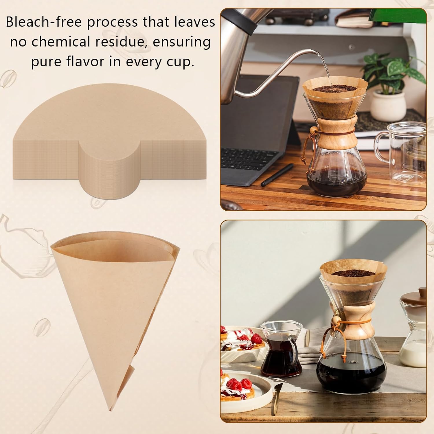 Lemonroad 200 Count Half Moon Coffee Filters Unbleached 3-6 Cup Filters