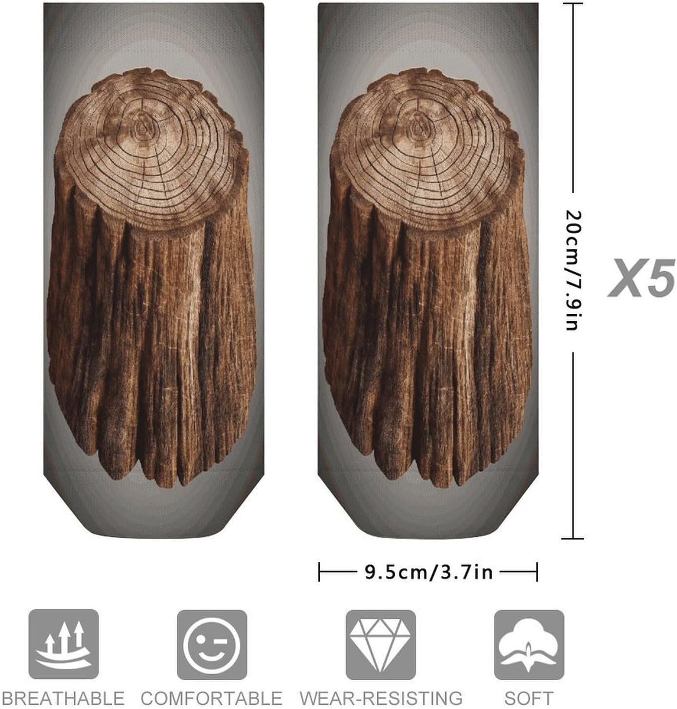 Stump of Oak Tree Ankle Socks for Men Women 5 Pairs | Comfortable Casual Low Cut Socks, Lightweight No Show Breathable Athletic Socks, Soft Mini Crew Socks for All Seasons