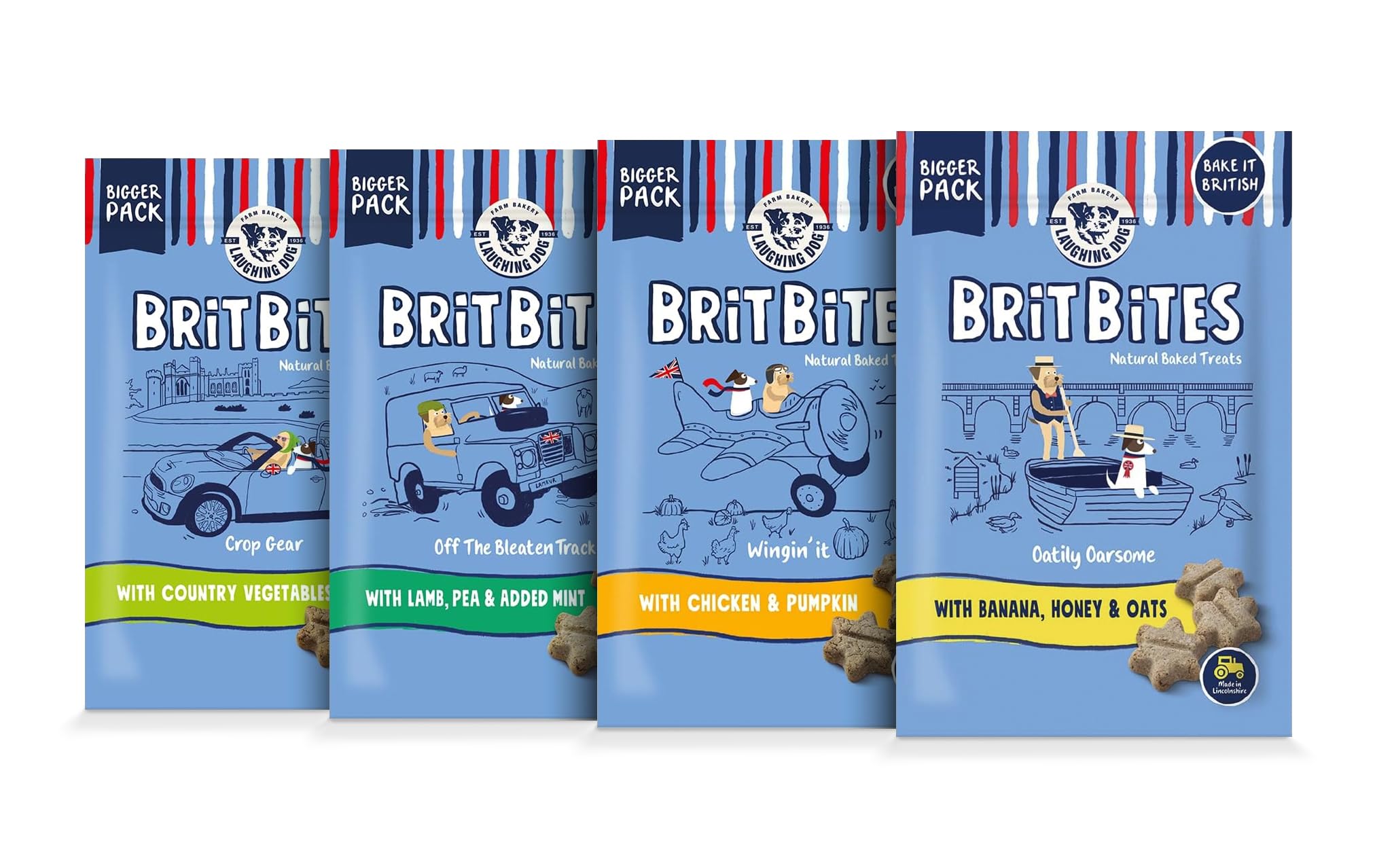 Brit Bites Natural Dog Treats Multipack – Healthy Baked Dog Biscuits with Chicken, Lamb & Banana – Variety Pack for All Dogs
