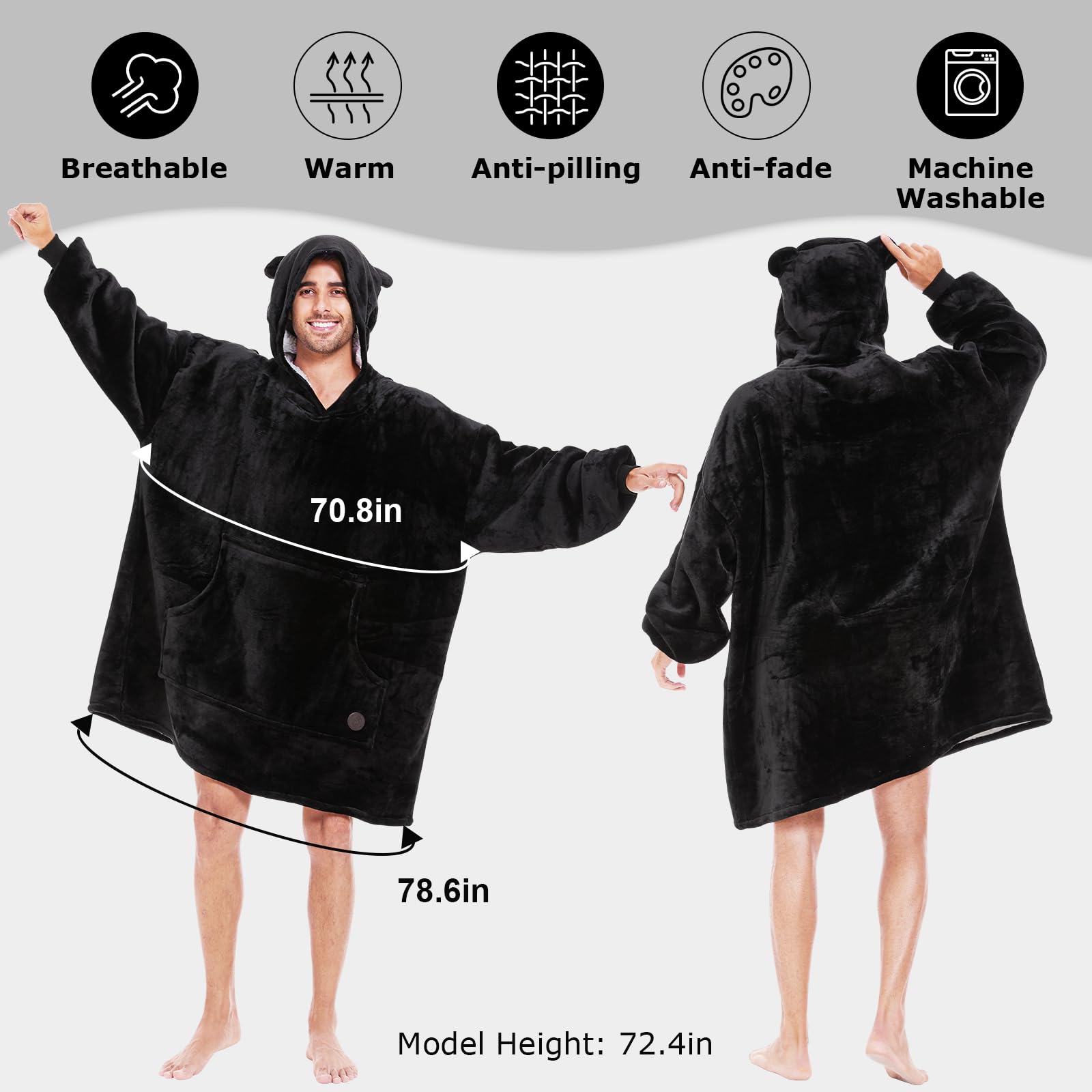 Buy THREE POODLE Wearable Blanket Hoodie, Oversized Sherpa Hooded