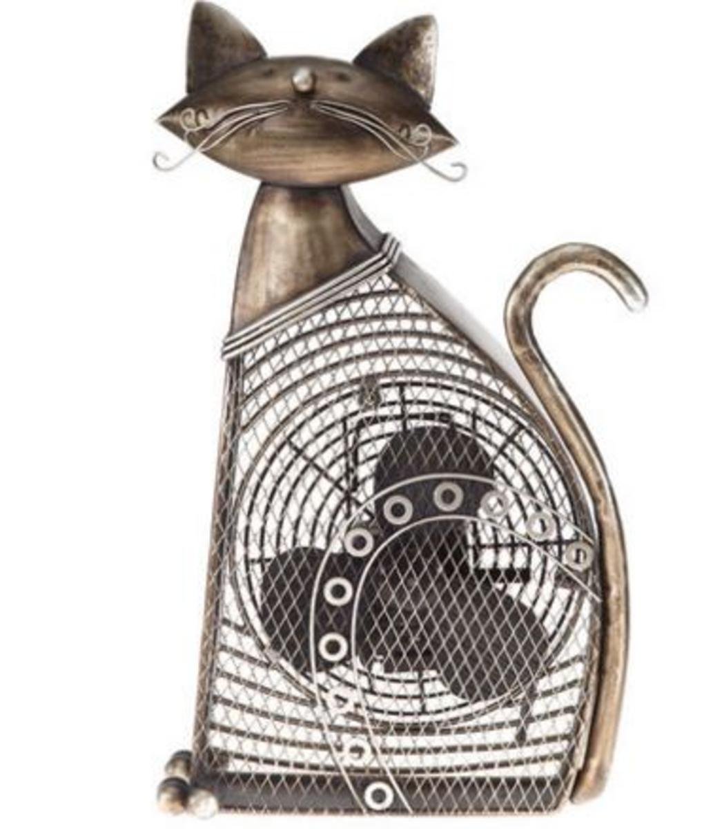 DecoBREEZE Decorative Table Fan, Desk Fan, Two Speed Electric Tabletop Fan, Figurine Fan, 7 inch, Large Cat