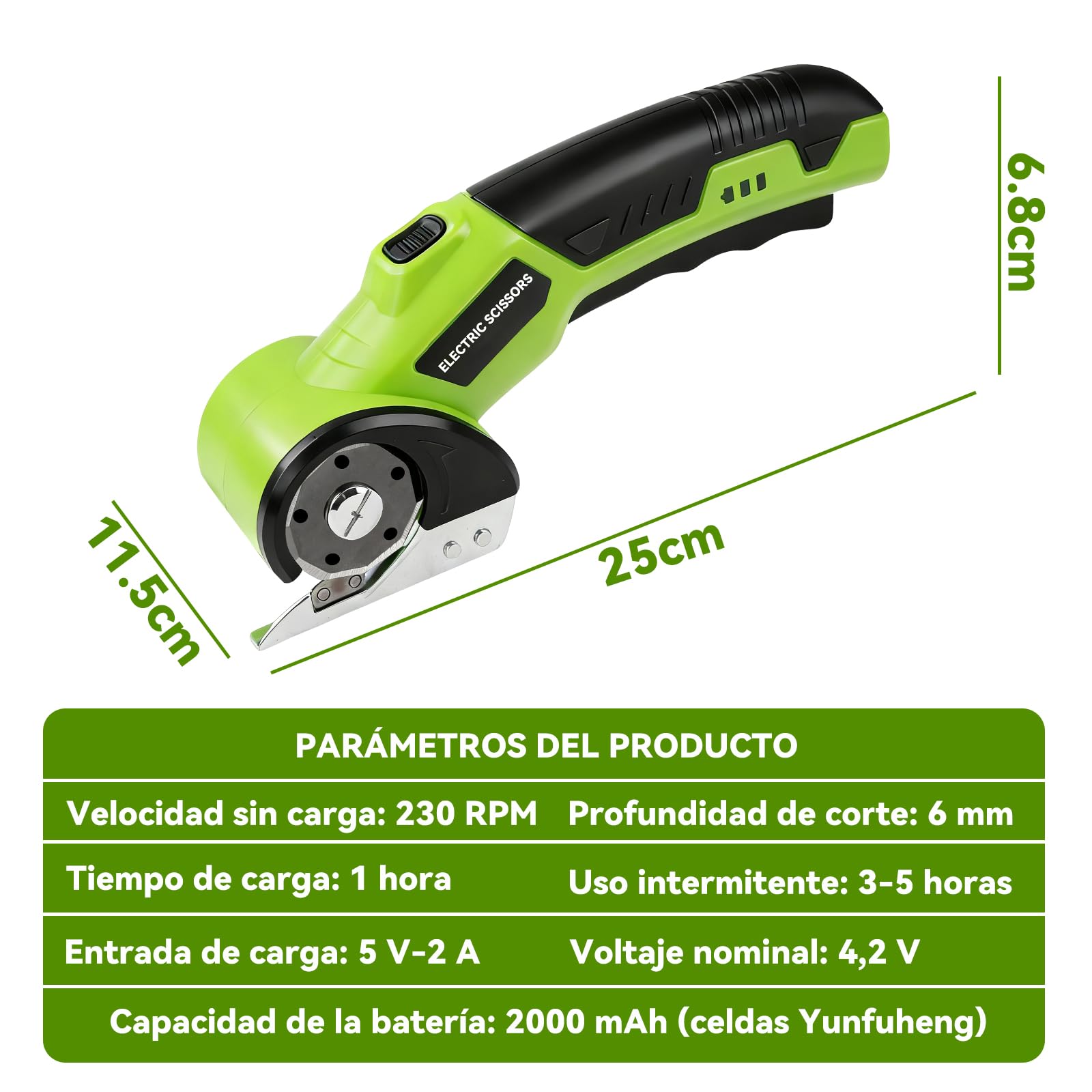 Tijeras Eléctricas Inalámbrico, 4,2 V Cortador de Cartón Recargable 2000mAh para Cuero Cartón
