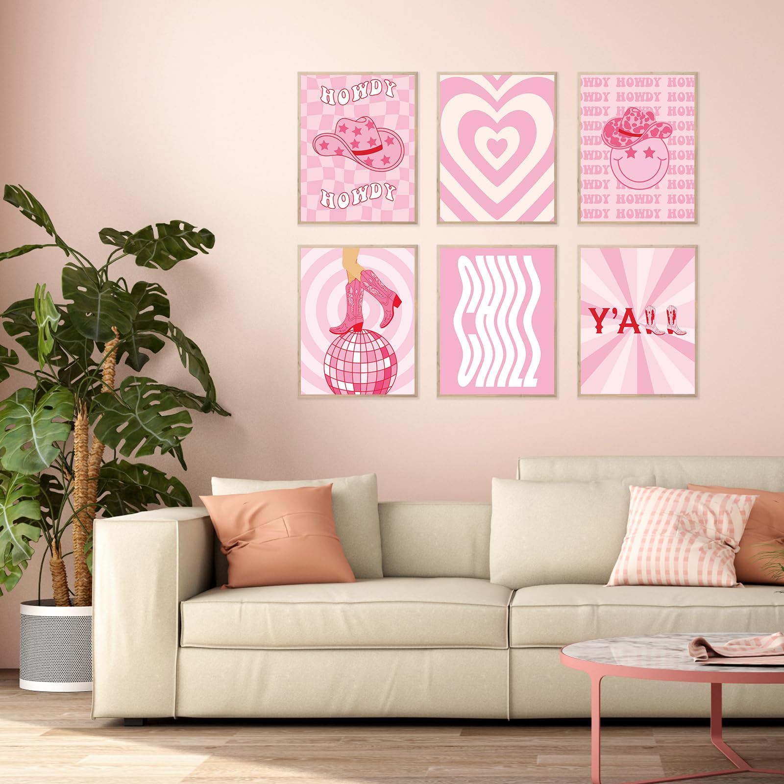 Admmixoo 60s 70s Wall Art Vintage Preppy Set Chill Quote Pink Groovy Poster Minimal Prints Retro Style Cowboy Western and Hippie Wall Decor(11"x14" UNFRAMED - Image 4