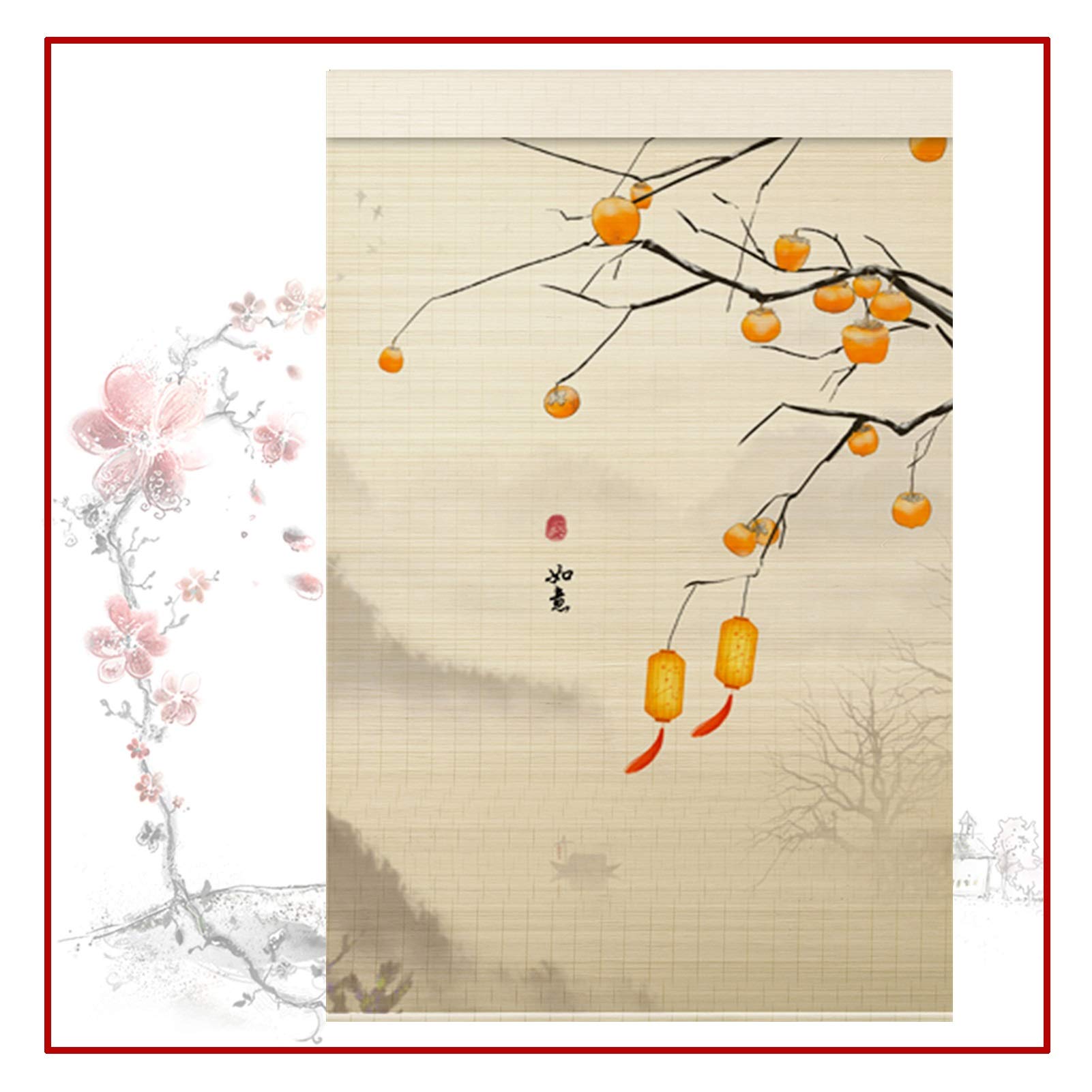 JUANJUAN Bamboo Roller Shades Blind, Light Filtering Window Treatment Room Darkening Lift Cord with Side Pull for Living Dining Room Separate, 2 Colors (Color : B, Size : 90x175cm)