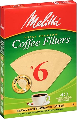 Miniatura 7 de Melitta #6 Cone Coffee Filters, Unbleached Natural Brown, 40 Count (Pack of 12) 480 Total Filters Count - Packaging May Vary