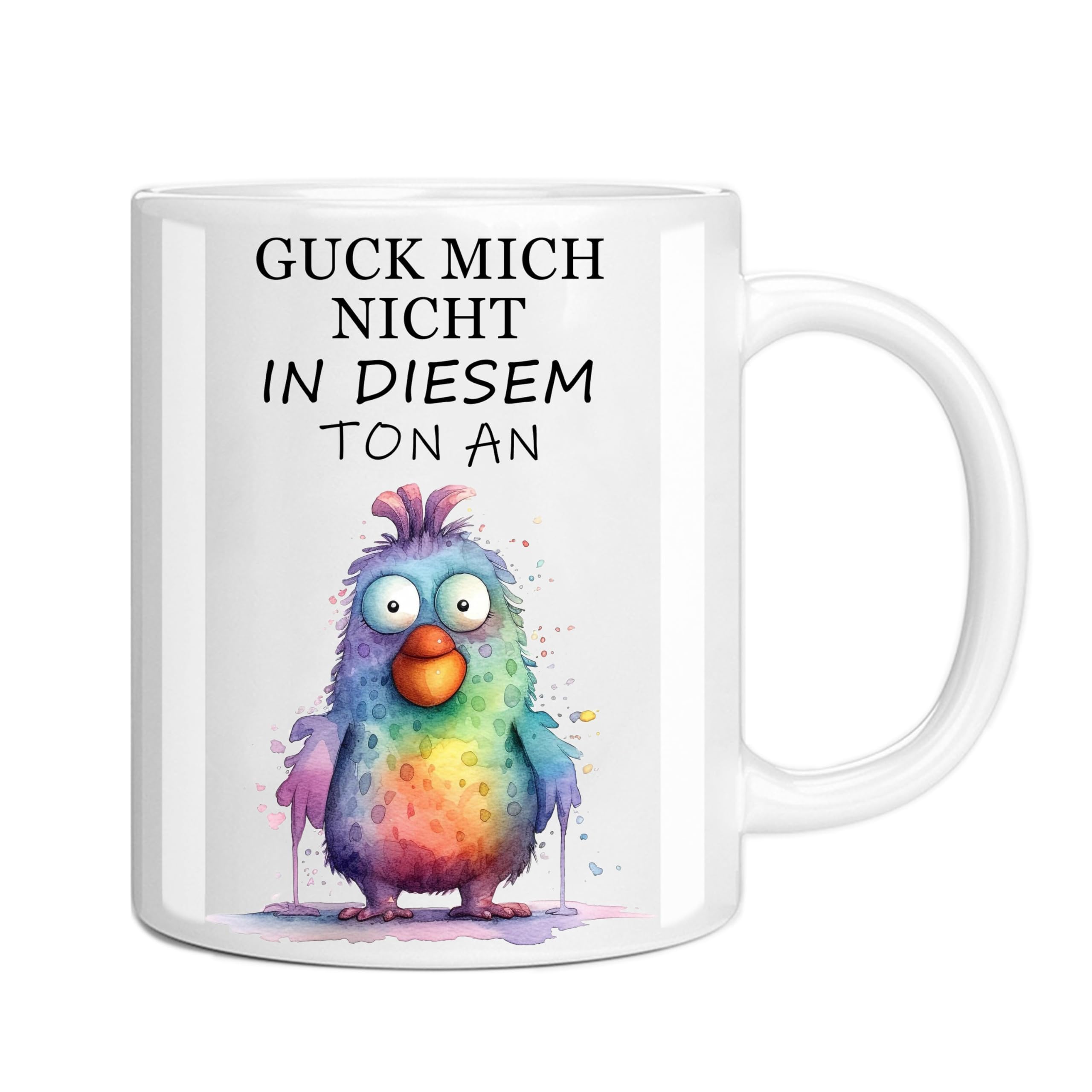 Tasse aus Keramik, Kaffeetasse, Keramikbecher mit Motivdruck, Beidseitig Bedruckt, Geschenk für Freund (bird)