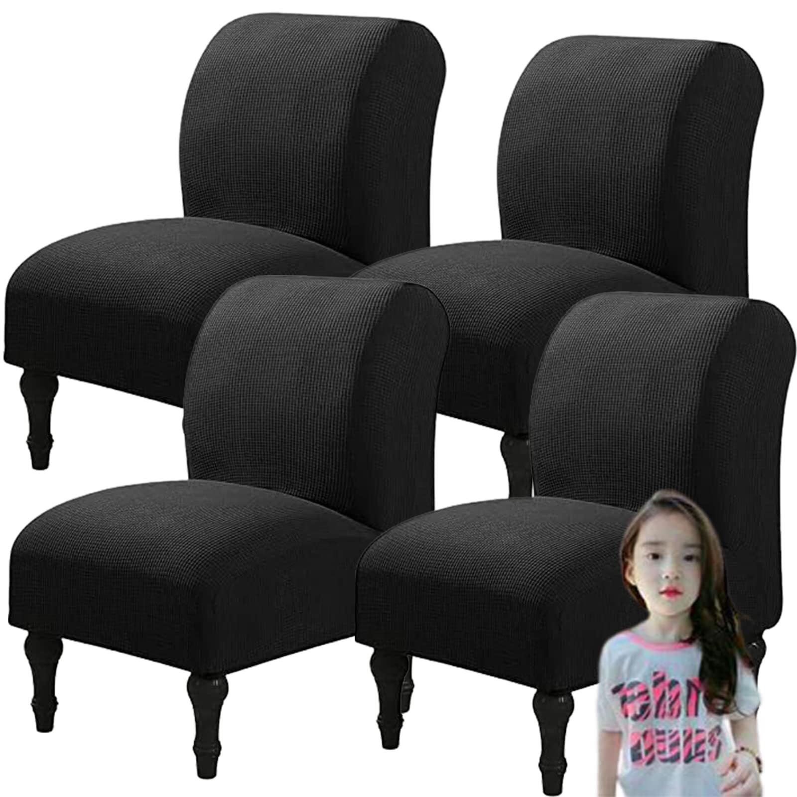NMVAWIPT Armless Accent Chair Covers, Polyester+Spandex Stretch Slipcover, Removable Furniture Protector, For Home Hotel(1#,4pcs)