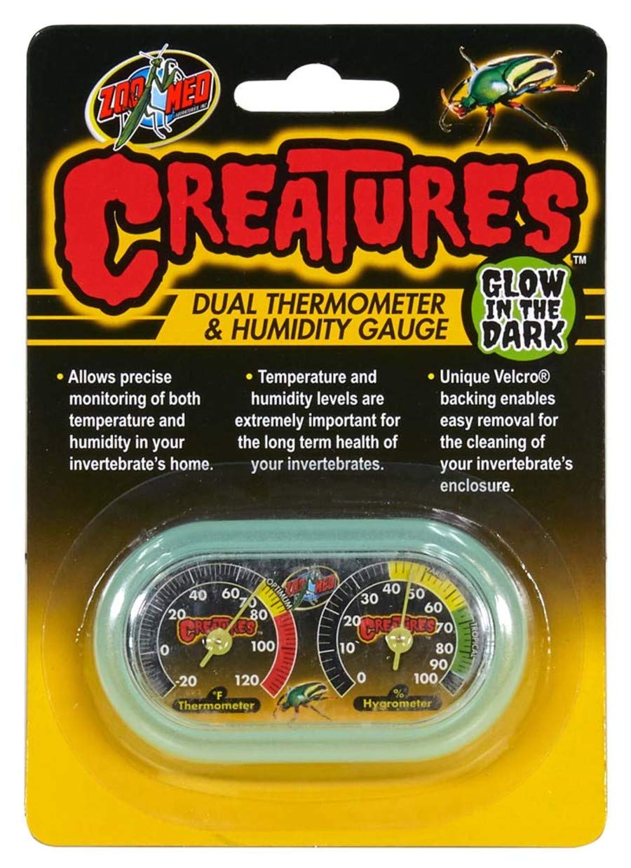 Zoo Med Creatures Dual Thermometer & Humidity Gauge Glow In The Dark - 12 Pack