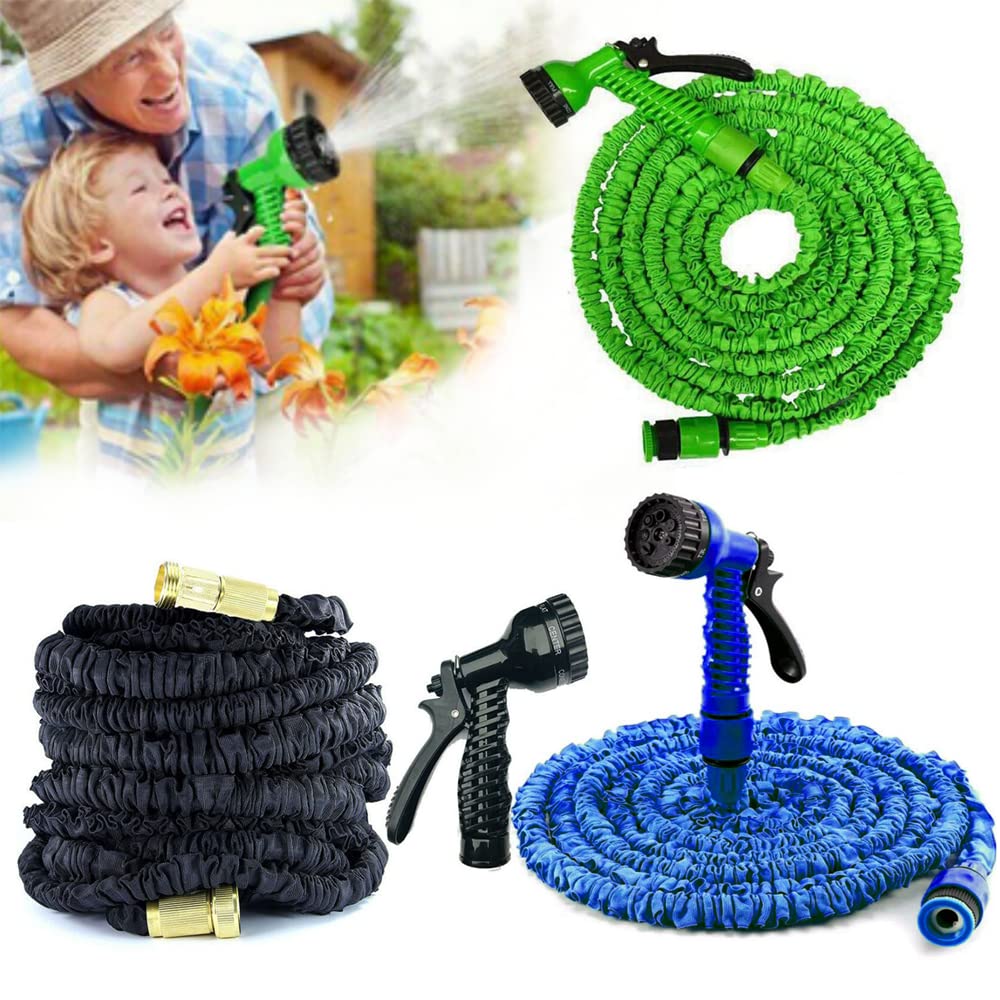 Hose Pipes for Garden, 75FT/100FT/150FT/200FT Expandable Garden Hose Flexible Water Pipe, 7 Function Spray Nozzle Leak-Proof Retractable Water Hose with 3/4" and 1/2" Fittings(75FT, Green)