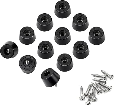 12Pack Rubber Feet for Cutting Board with Stainless Screws, Non Slip Pads for Furniture, Cutting Board Anti Slip Pads Black