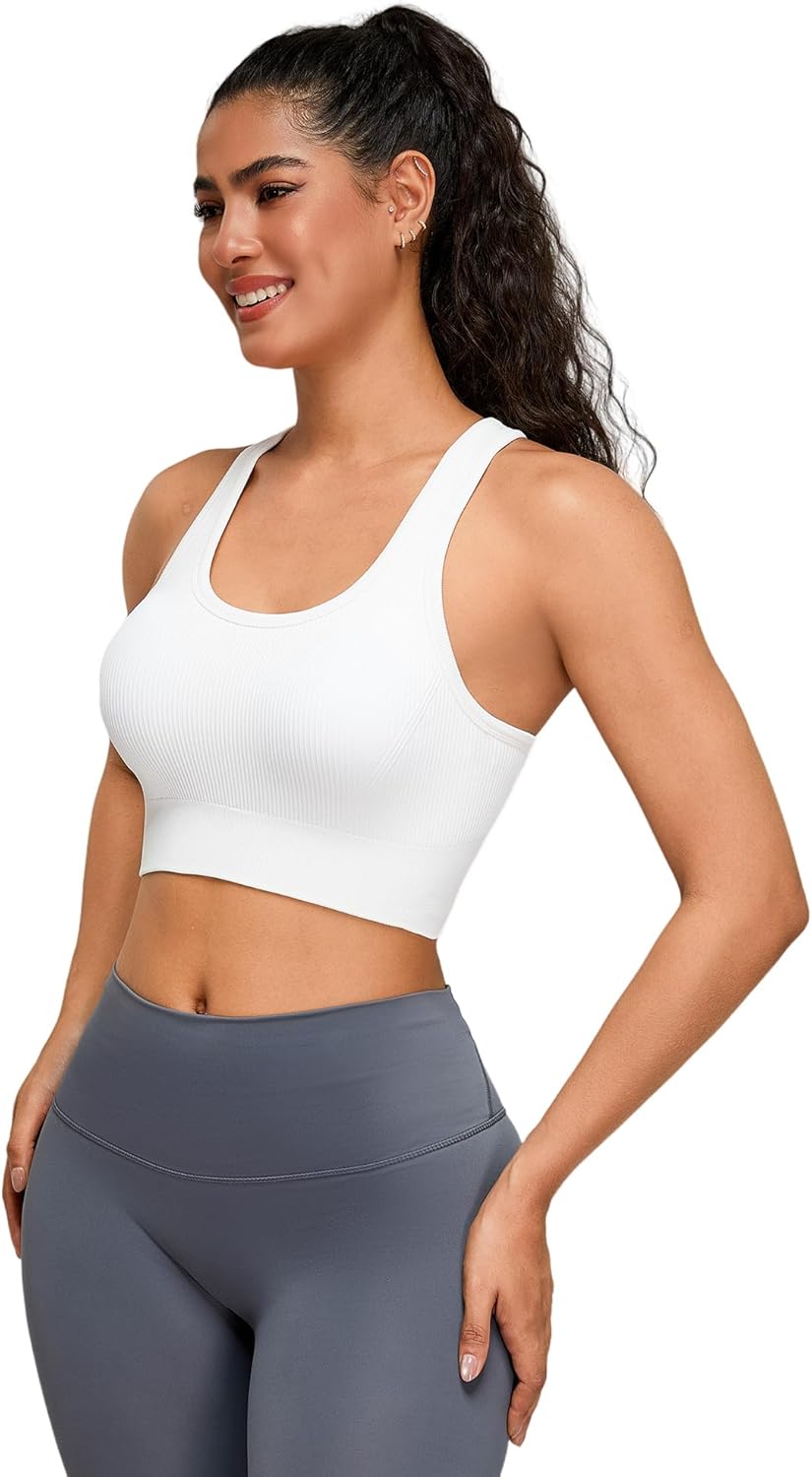 Sports Bras for Women High Support, Racerback Padded High Impact Sports Bra Seamless Running Bra - Image 3