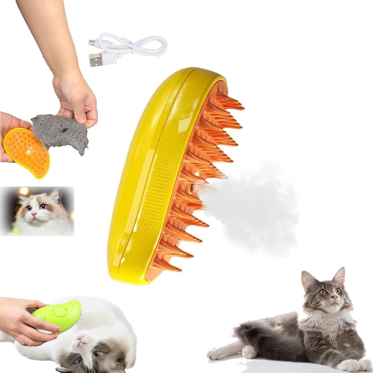 Steamy Cat Brush 3 In1 Cat Steamy Brush, Cat Steamy Brush, Cat