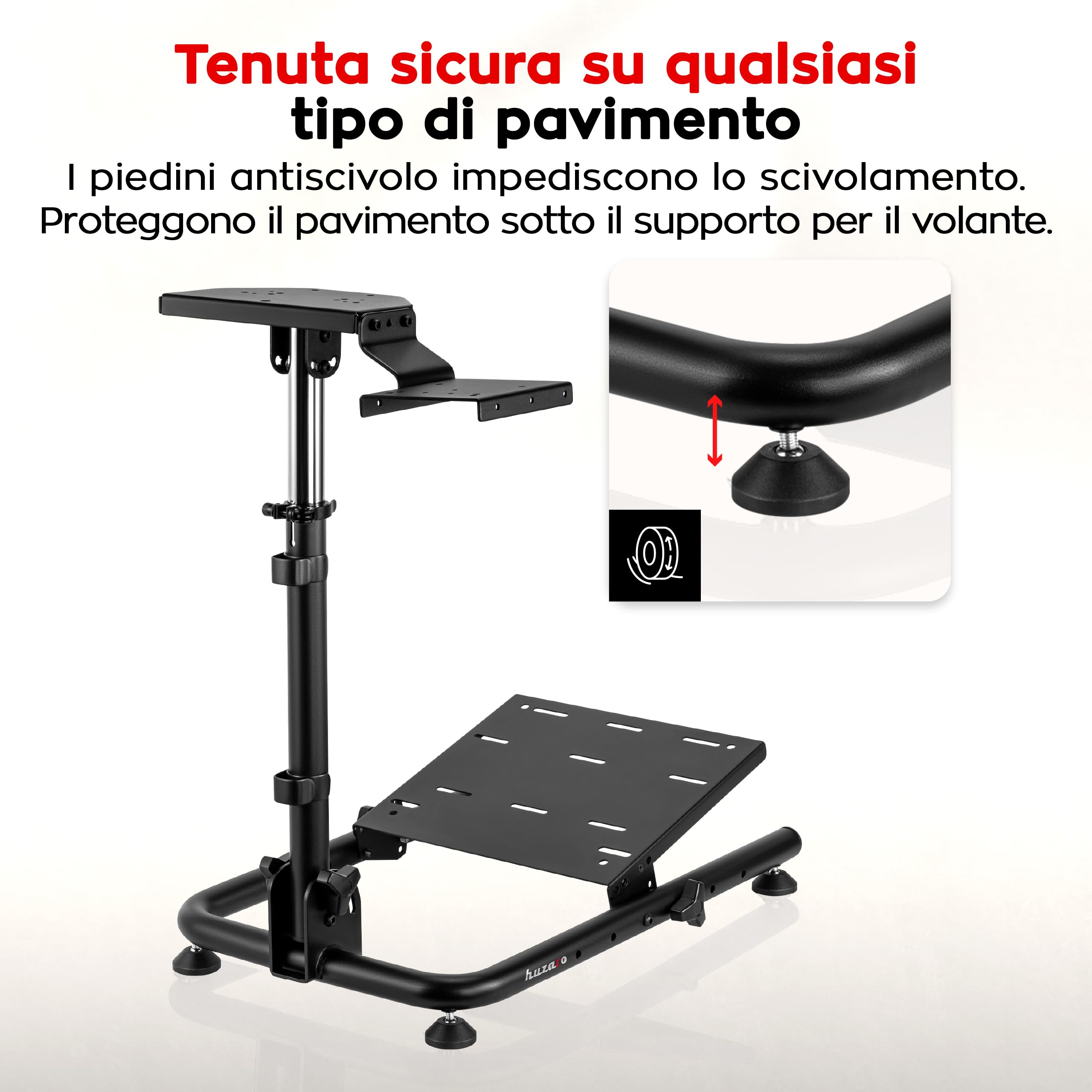 Huzaro Speed 2.0 Supporto Volante Logitech G29, Thrustmaster e Fanatec – Postazione Simulatore Guida Regolabile – Supporto per Volante PS5, PS4 e PC, Wheel Stand Pieghevole Salvaspazio - Nero