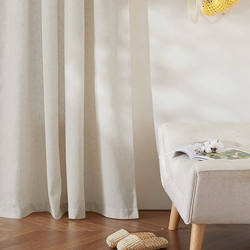 Miniatura 5 de RYB HOME Cortinas traslúcidas de lino para sala de estar, dormitorio, pestaña trasera de 84 pulgadas, decoración rústica bohemia para comedor,