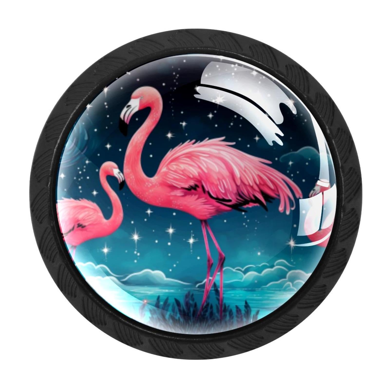 Chenzzzz Multicolored 01 Starry Flamingos Drawer Knobs Pull Handle Crystal Glass Circle Shape Cabinet Drawer Pulls Cupboard Knobs With Screws For Kitchen Cupboard Dresser Wardrobe Etc