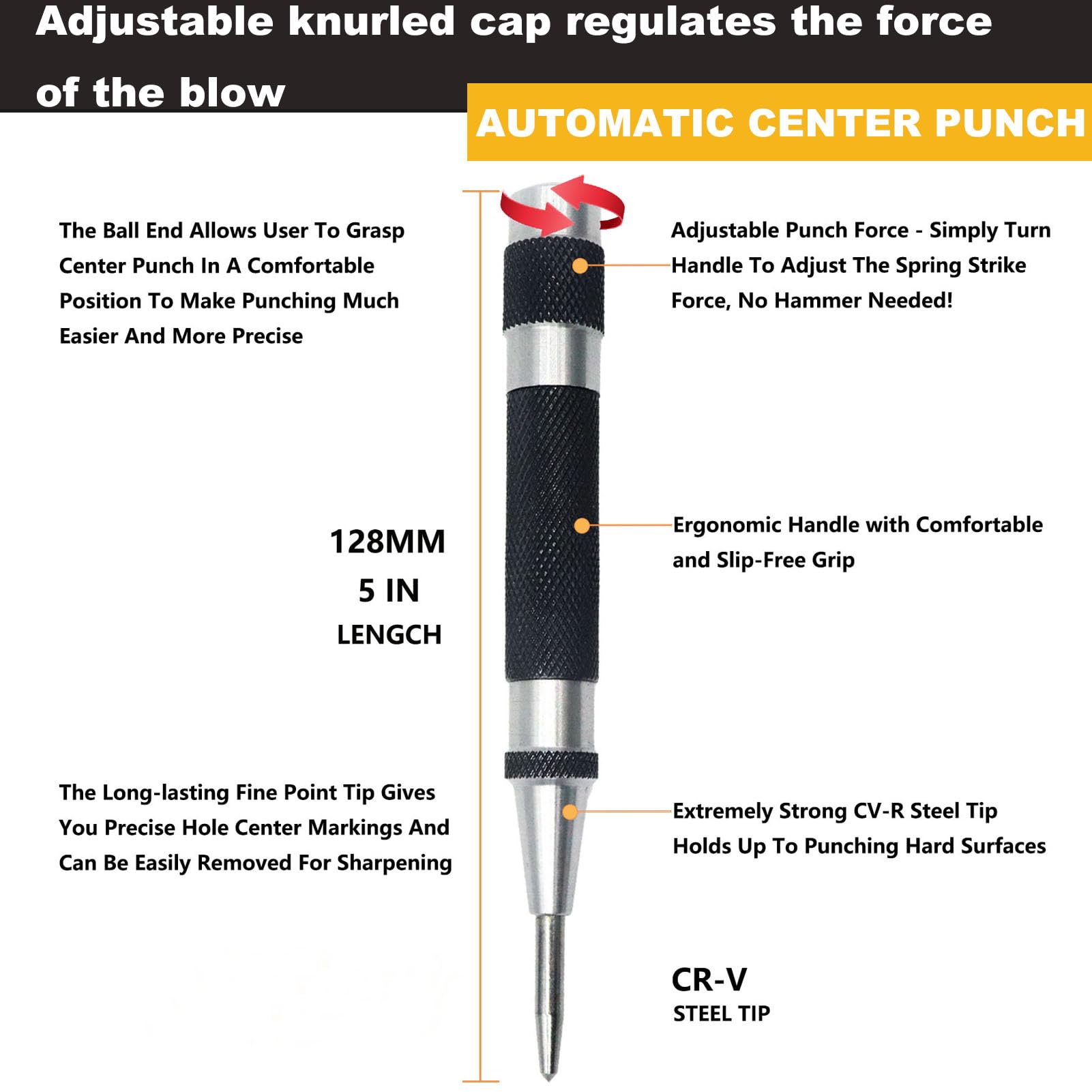 Steel Center Punches - 2 Pack Automatic Punch -3