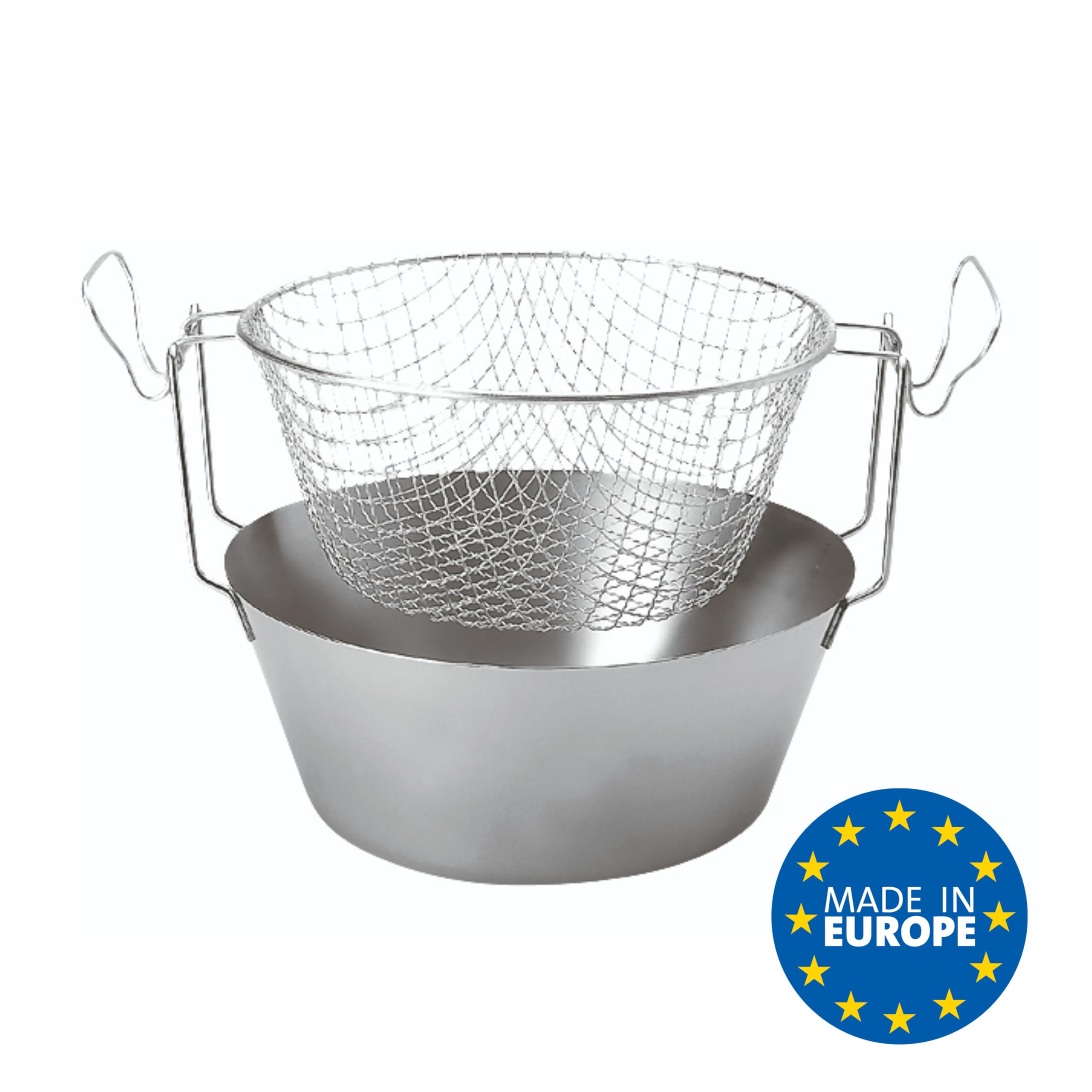 Artame ART23226 – Friteuse inox traditionnelle dite friteuse du Nord fond thermique et panier acier étamé - Ø 26cm, 3.6l