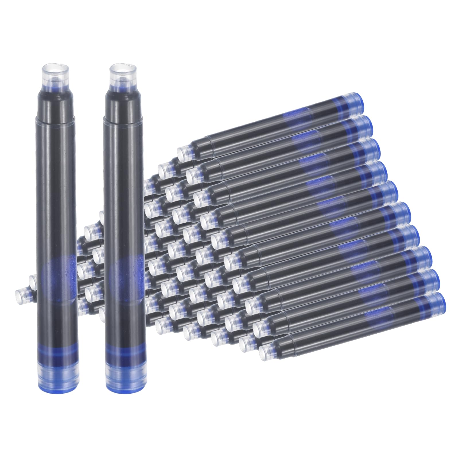 PATIKIL 60Pcs Fountain Pen Ink Refills 2.6mm Bore Diameter Blue Ink Cartridges International Stand Refill Cartridges for Pen Writing Business