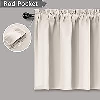 Vista 2 de Cortinas con cenefa beige de Mrs.Naturall para ventanas de 36x16 pulgadas de largo