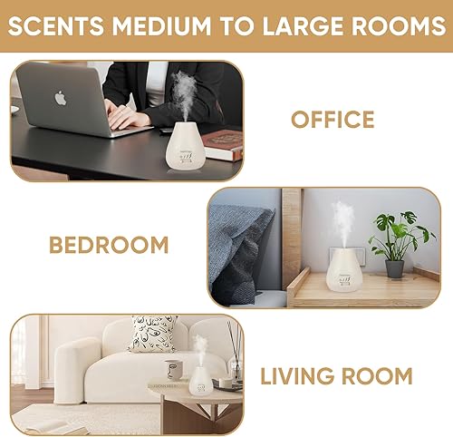 Miniatura 3 de HAPPTWS Difusor de aceite esencial Difusor sin agua, 3 ajustes de temporizador, funciona con pilas para dormitorio, sala de yoga, inodoro,