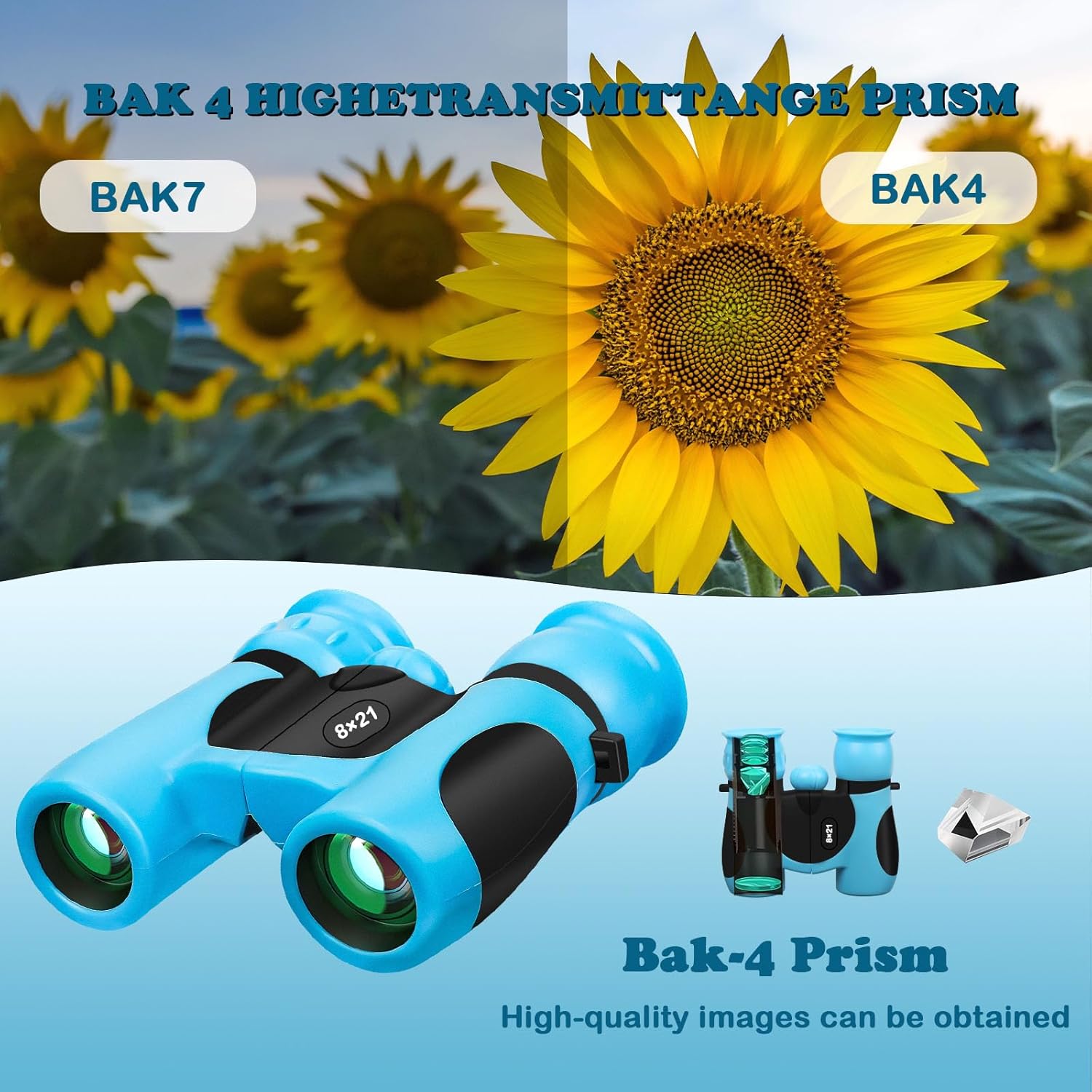 BLACKICE Binoculars for Kids, High-Resolution 8x21, Kids Binoculars Gift Set for Boys & Girls, Shockproof & Compact for Bird Watching, Travel, Hiking, Camping, Hunting, Children Outdoor Gear(Blue) - Image 5