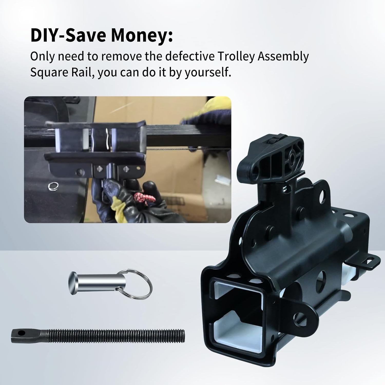 41C5141-1 & 41C5141-2 Garage Door Opener Trolley, Compatible with LiftMaster & Chamberlain,Craftsman, Chain Drive Garage Door Opener Rail Assemblies,Square Rail Chain Drive Models