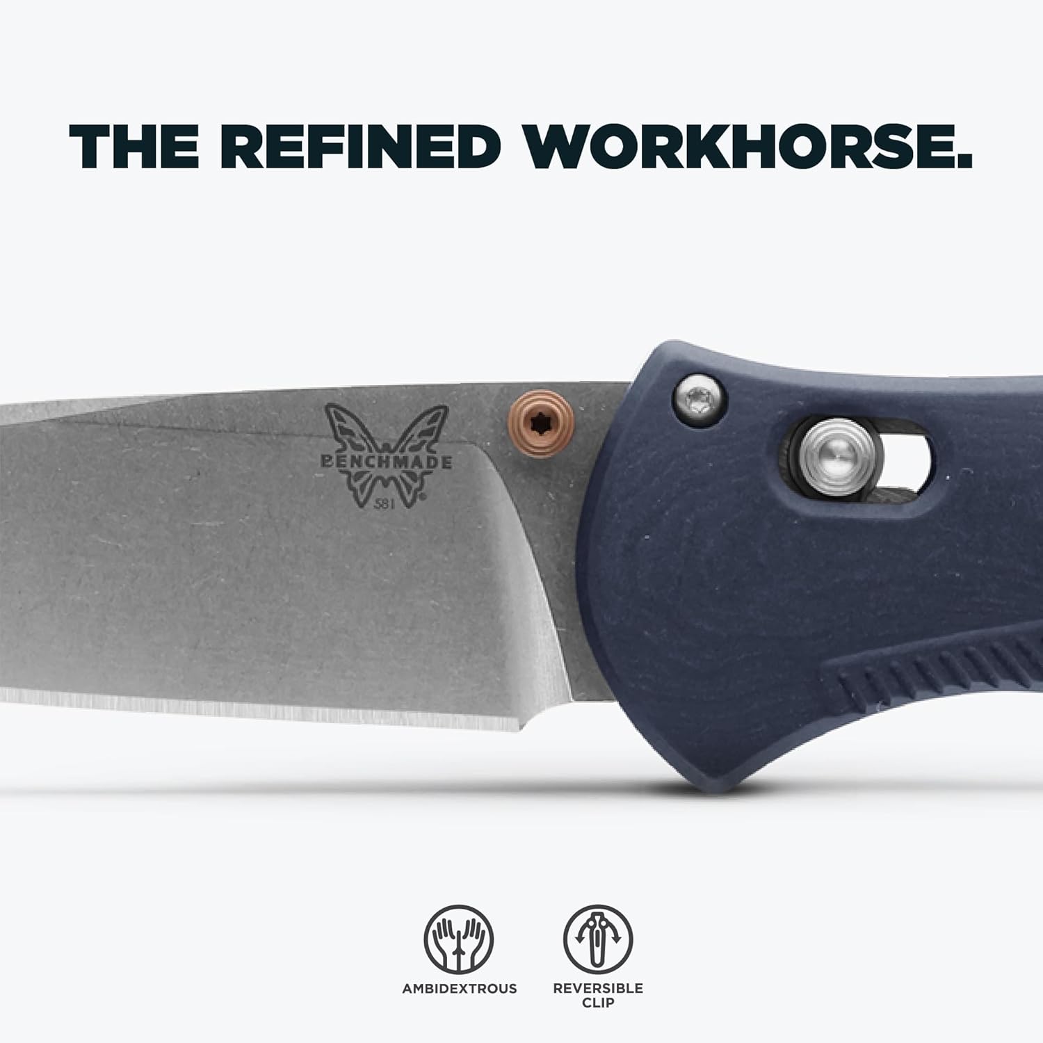 Benchmade - Barrage, Tactical, Every Day Knife, Plain Edge, Drop-Point Blade, Blue Canyon Richlite Handle (581-03)