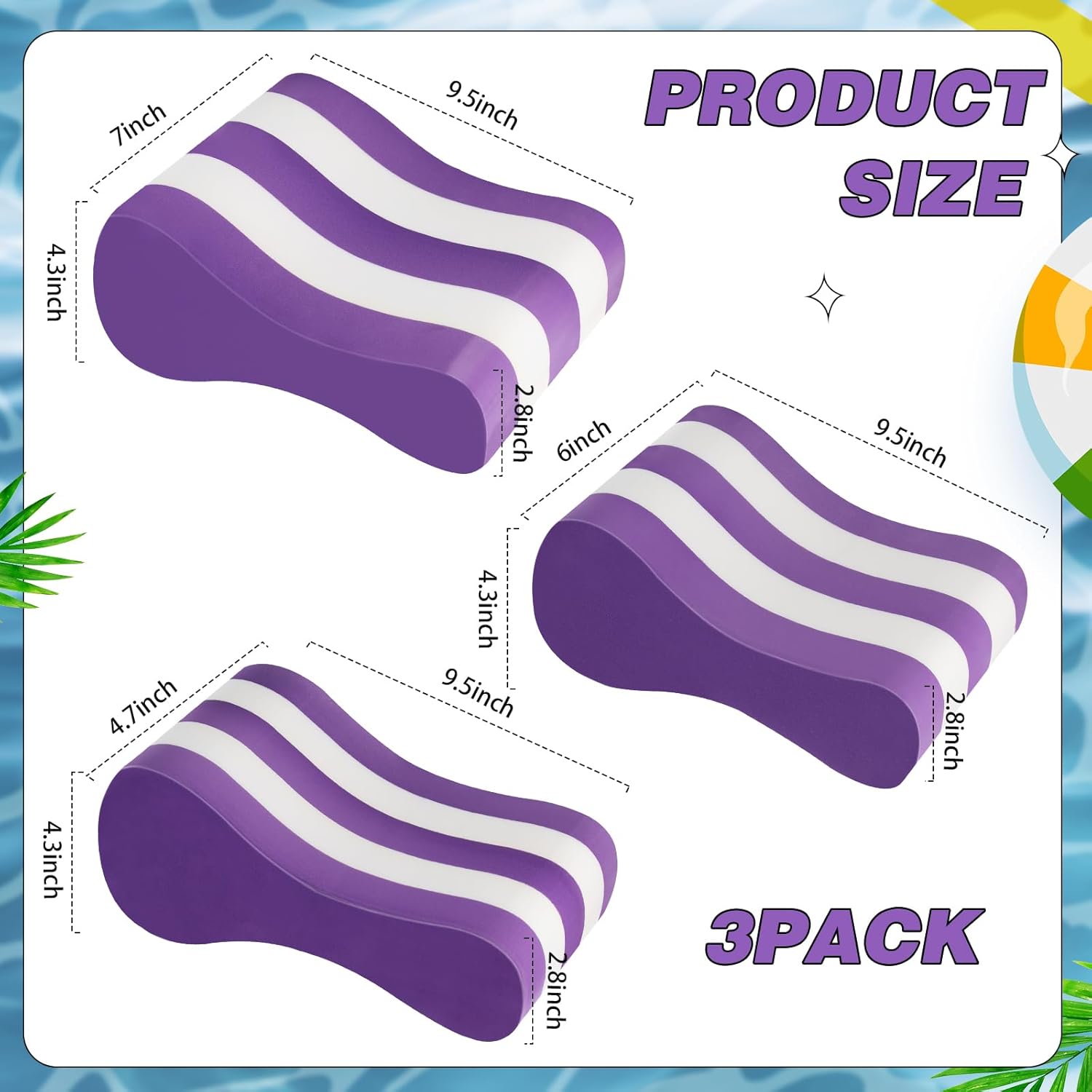 Soulchen 3 Pack Swimming Pull Float, 3 Sizes Swim Buoy 5 Layer Training Leg Float Swimming Aid Pool Buoy for Lap Training, Combo Pull for Adults Multicolor Train Equipment