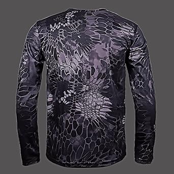 Men's Camouflage Shirts Graphic Tees Lightweight Breathable Quick-Dry Long Sleeves Crewneck T-Shirt Camping Tops