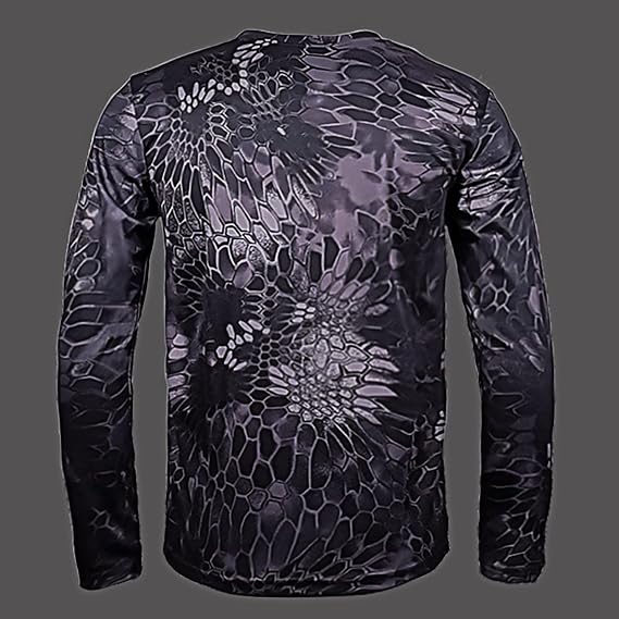 Men's Camouflage Shirts Graphic Tees Lightweight Breathable Quick-Dry Long Sleeves Crewneck T-Shirt Camping Tops