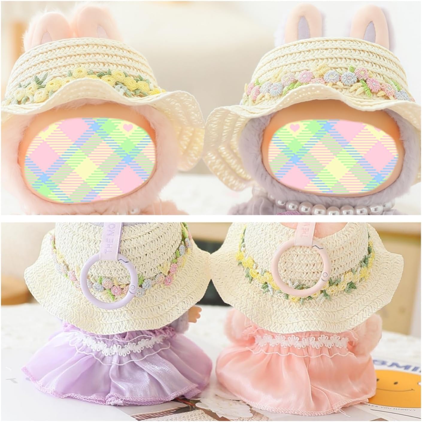 Clothes for Dolls Accessories, Outfit Set 5 Pieces Gauze Dress for 15cm 17cm Doll (No Doll), Romantic Hat Skirt Shoes Doll Clothing Set Replacement Purple image 5