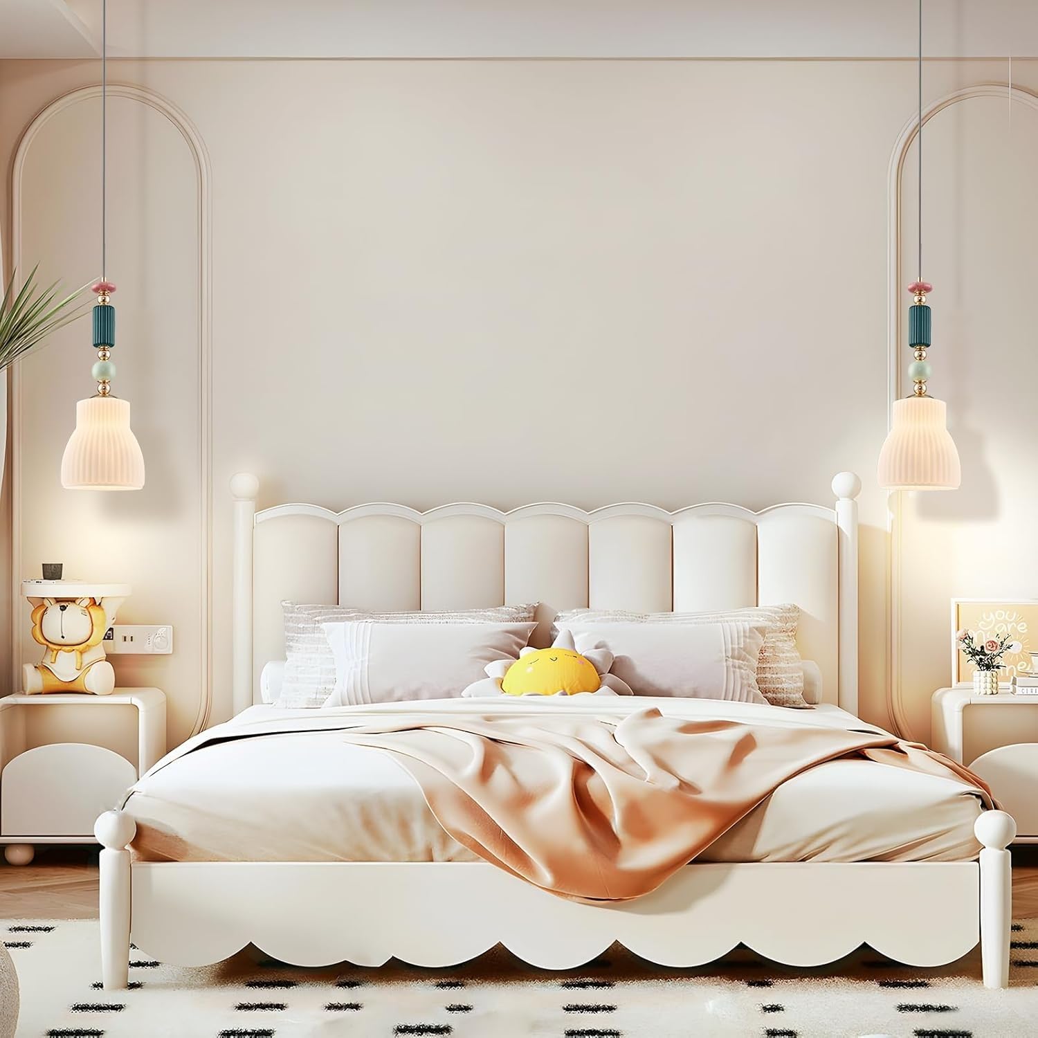 Hängelampe mit Batterie， Moderne Hängeleuchte ohne Stromanschluss Batteriebetrieben mit Fernbedienung, 9 Farben Dimmbar Perfekte Beleuchtung für jeden Raum, Stylische Lampe für jedes Ambiente.(B)