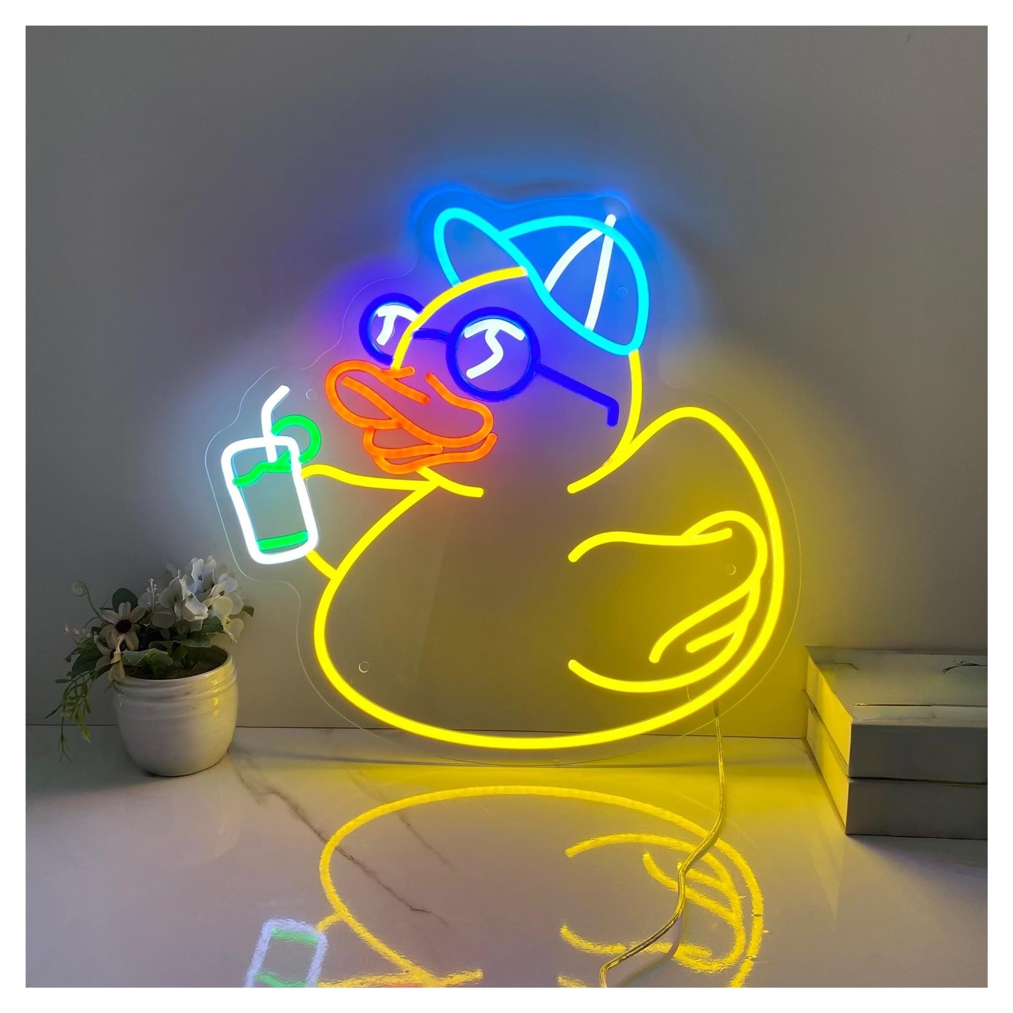 RONGCH Hanging Art Signs Duck Neon Sign,Suitable for Living Room Wall Decor with Dimmable 49cmx50cm(A)