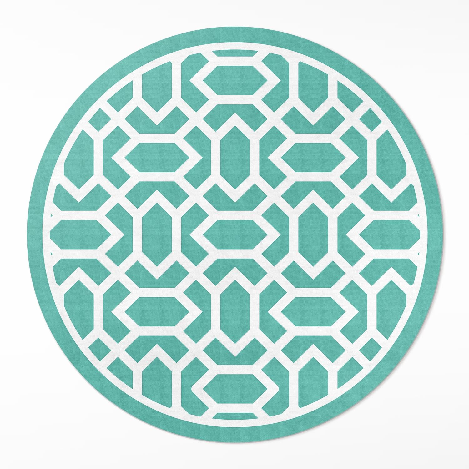 Tapis vinyle rond ø70 cm imitation mosaïque de carreaux pour sol de cuisine