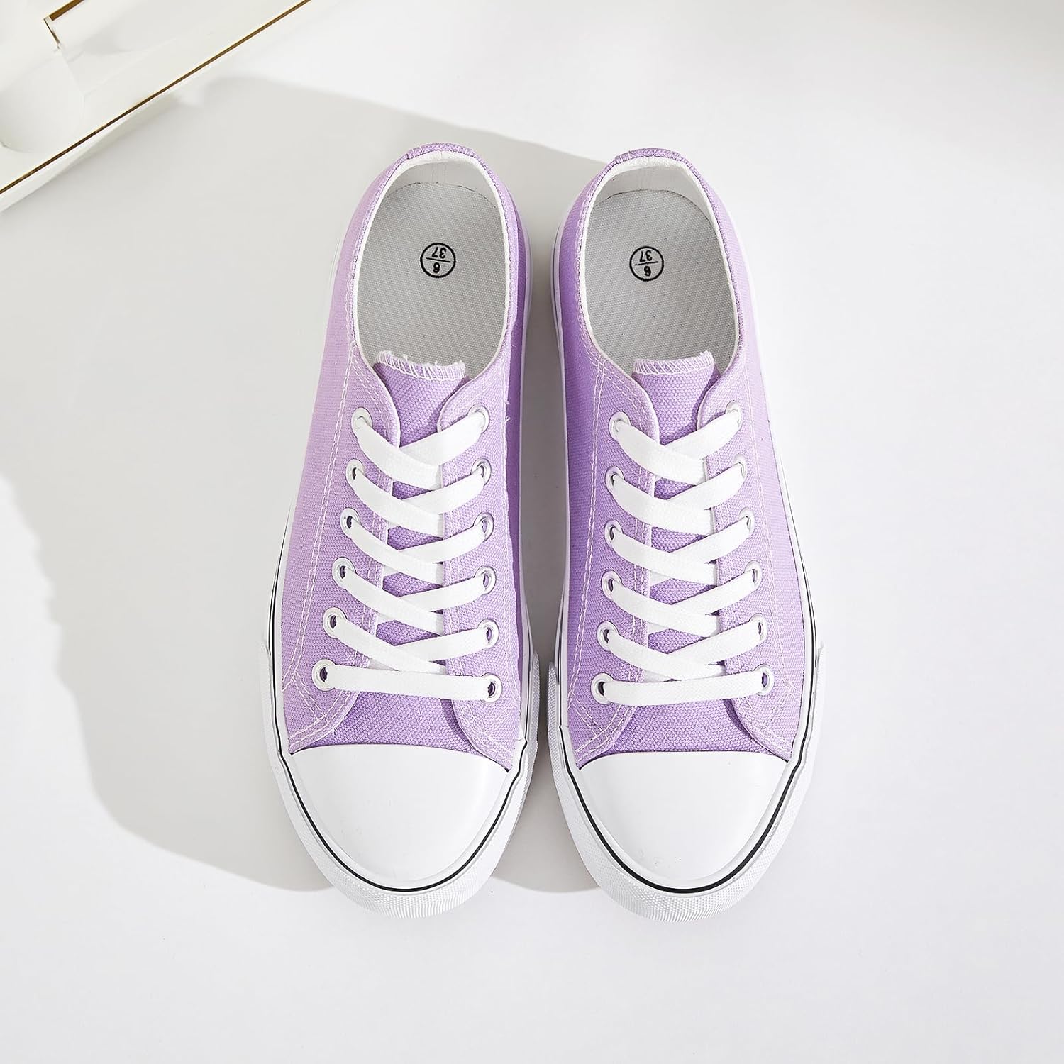 FRACORA Womens White Black Canvas Sneakers Low Top Canvas Shoes for Women Tennis Shoes - Image 6