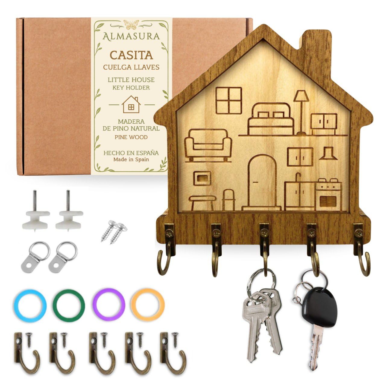 colgador llaves pared, cuelga llaves pared - PEQUEÑO (12x12 cm)